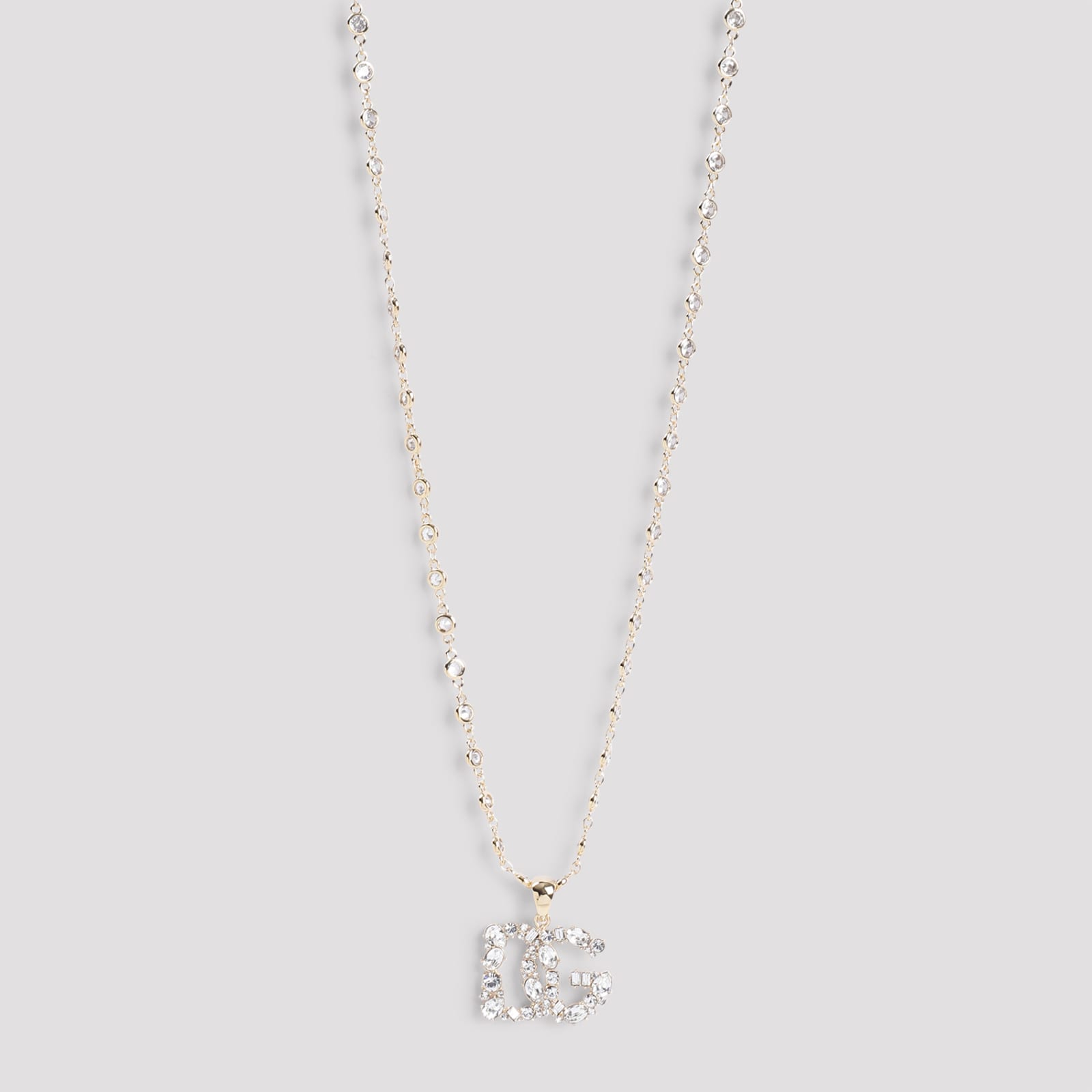 Shop Dolce & Gabbana Logo Strass Necklace In Oro