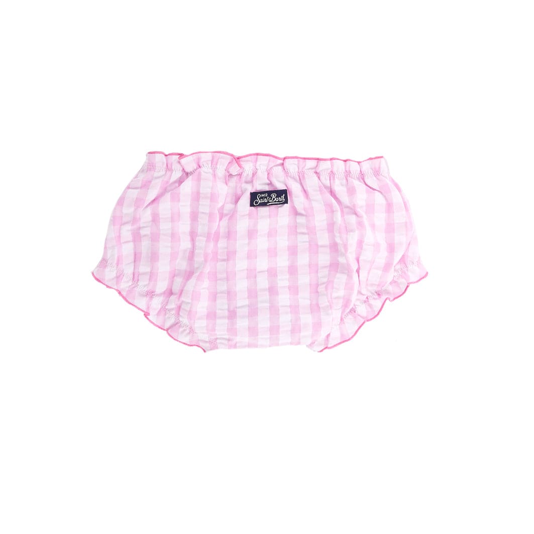 Mc2 Saint Barth Babies' New Born Briefs With Gingham Print In Pink