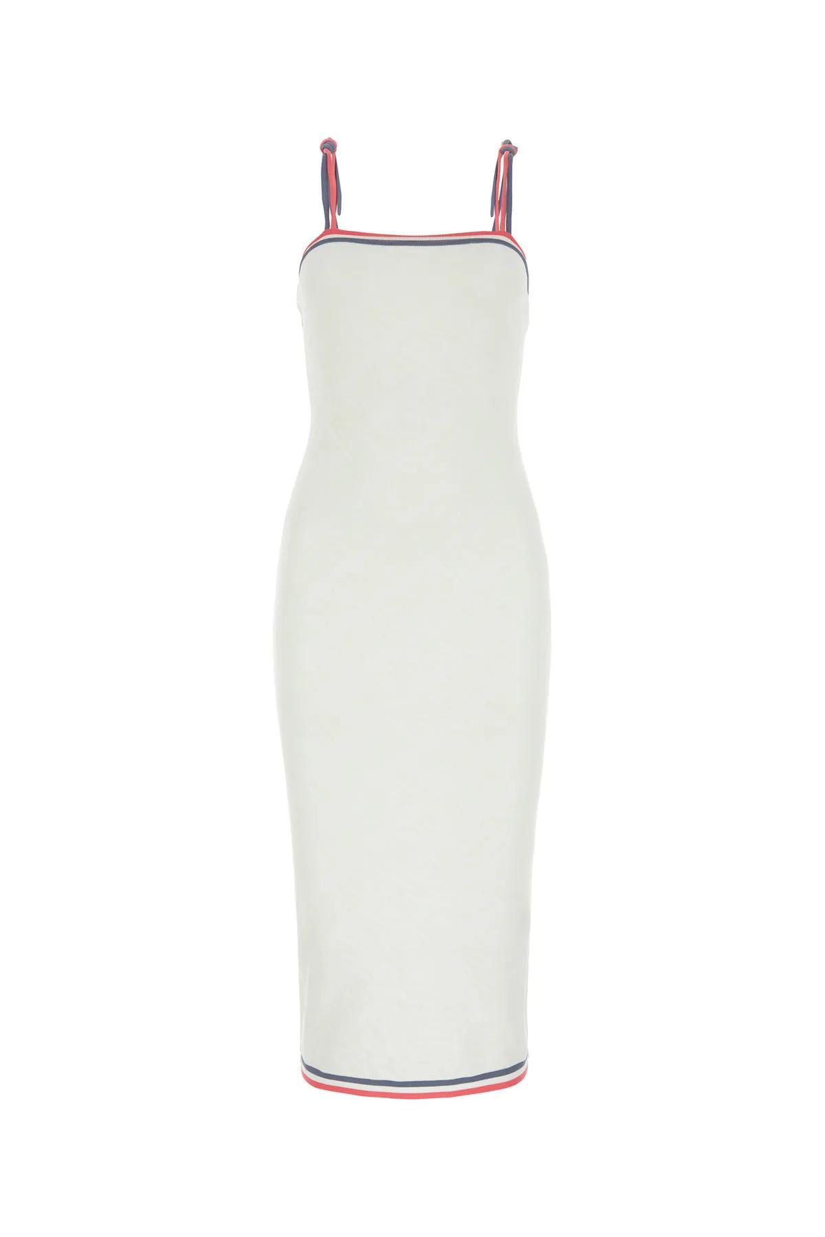 Shop Fendi Ivory Viscose Blend Dress In White