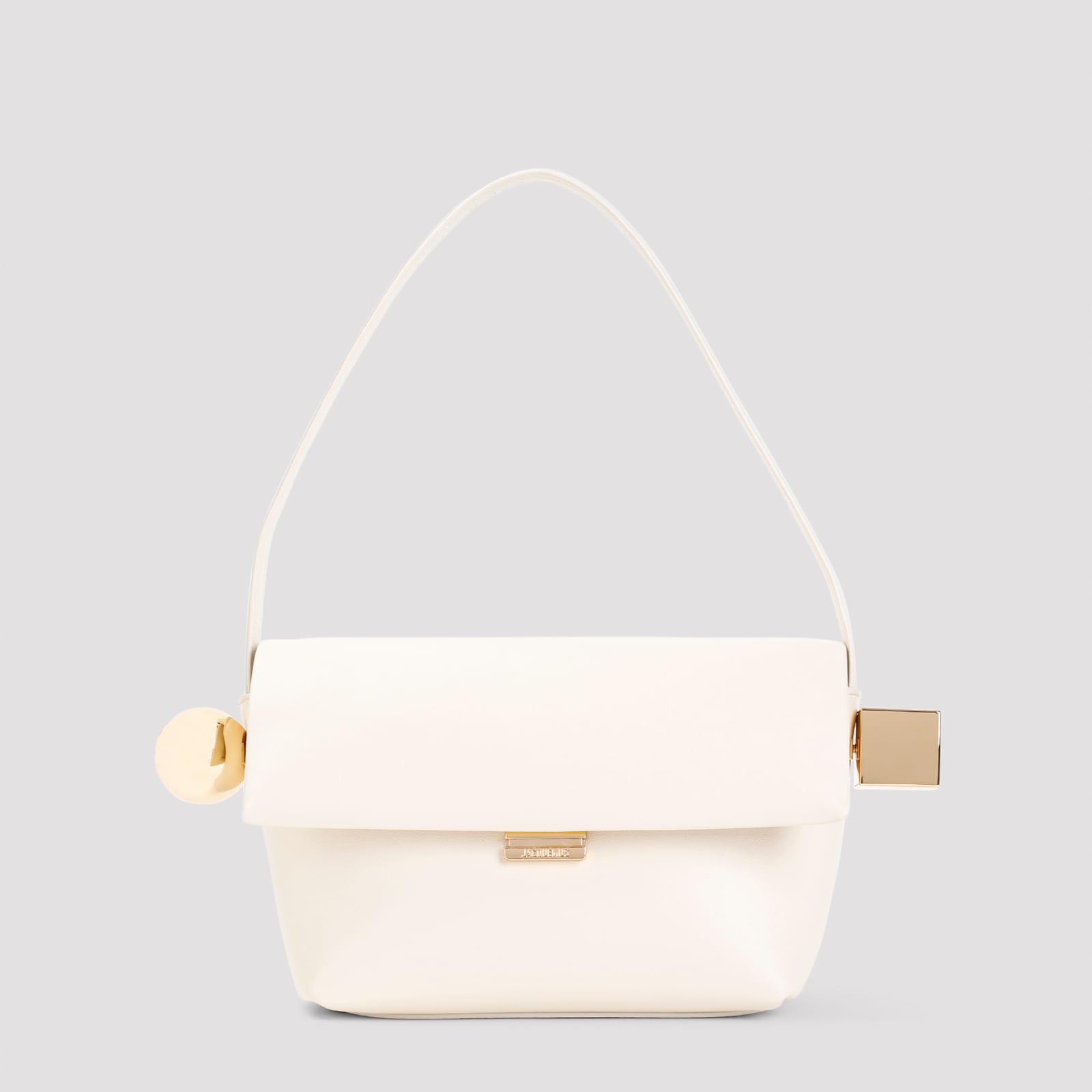 Shop Jacquemus Le Rond Carre Handbag In Light Ivory