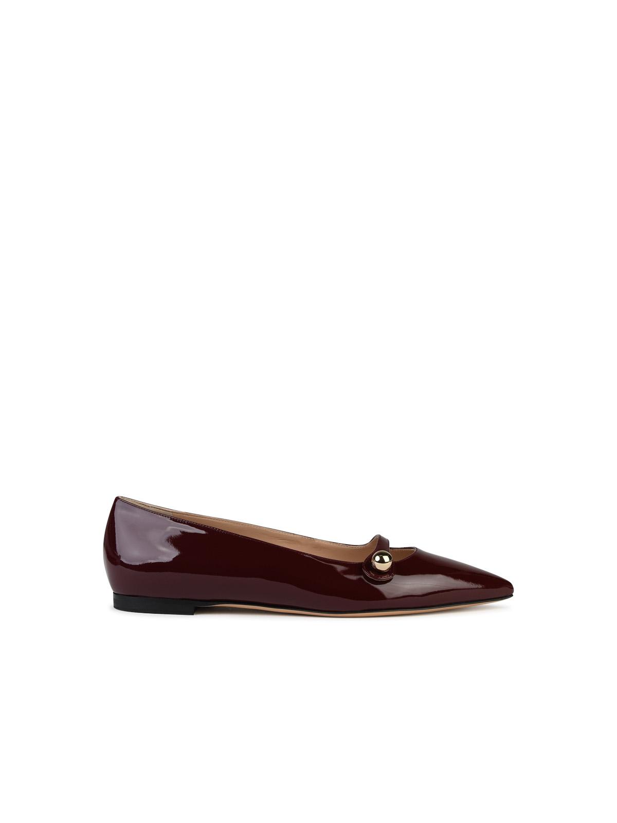 Shop Casadei Cleo Burgundy Shiny Leather Ballet Flats In Bordeaux