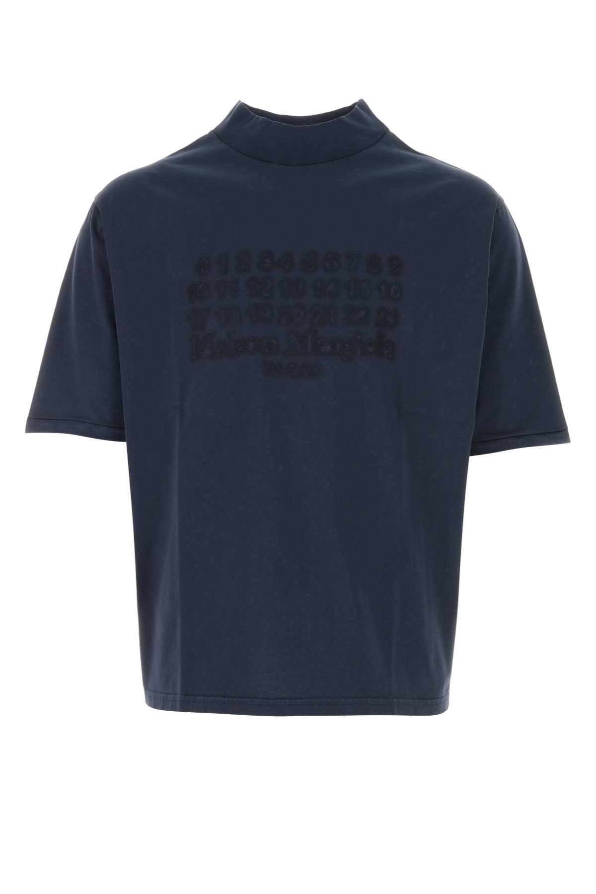 Shop Maison Margiela Navy Blue Cotton T-shirt