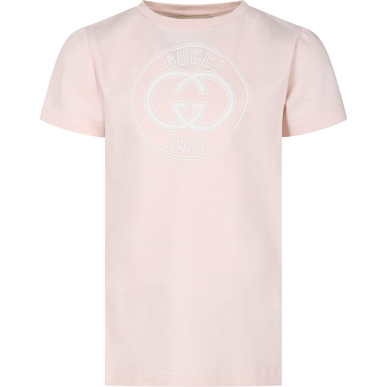 Shop Gucci Pink T-shirt For Girl With Logo  1921