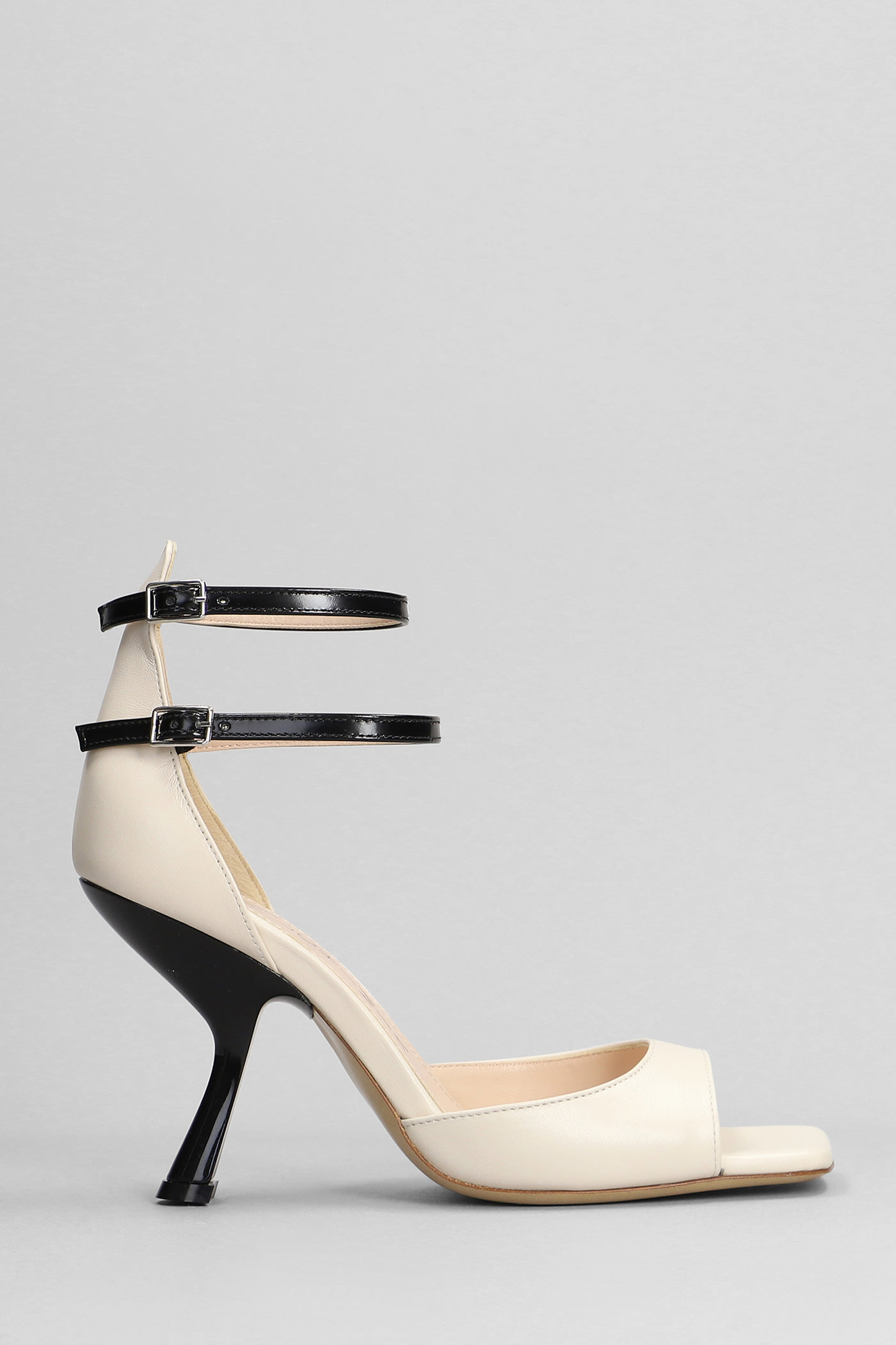 Shop Alchimia Sandals In Beige Leather In White