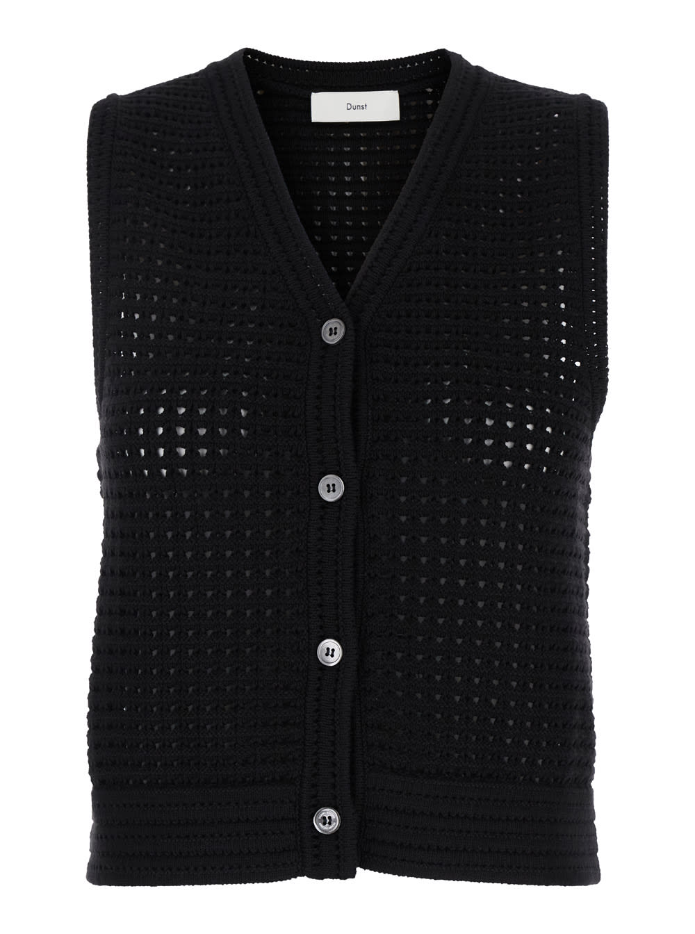 Shop Dunst Black Knit Vest With Buttons In Cotton Woman