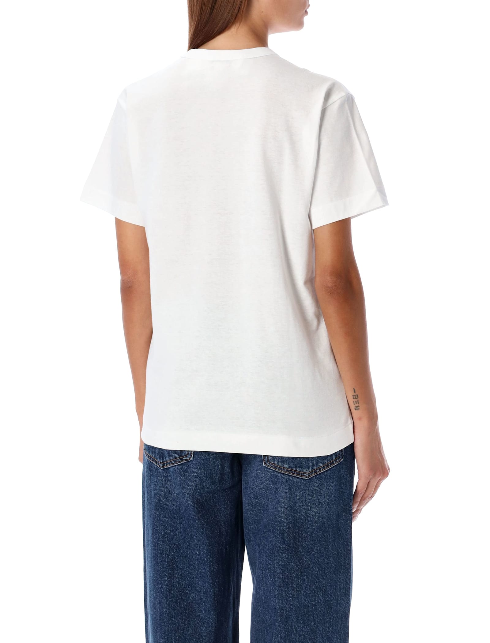 Comme Des Garçons Play Black Heart Patch T-shirt In White