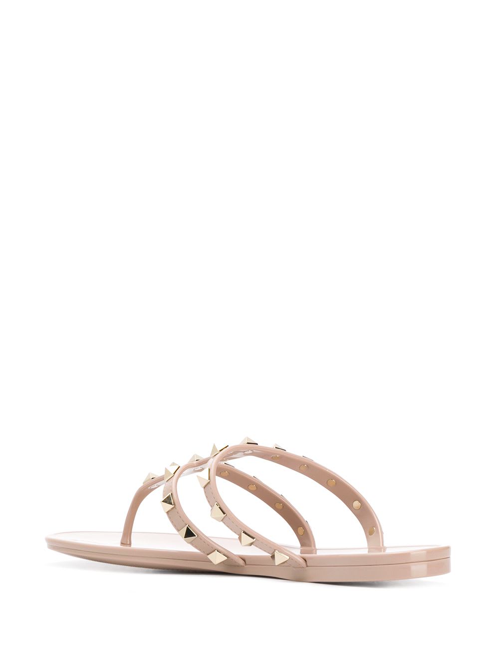 Valentino Garavani Rockstud Caged Jelly Flat Slide Sandals In Neutral