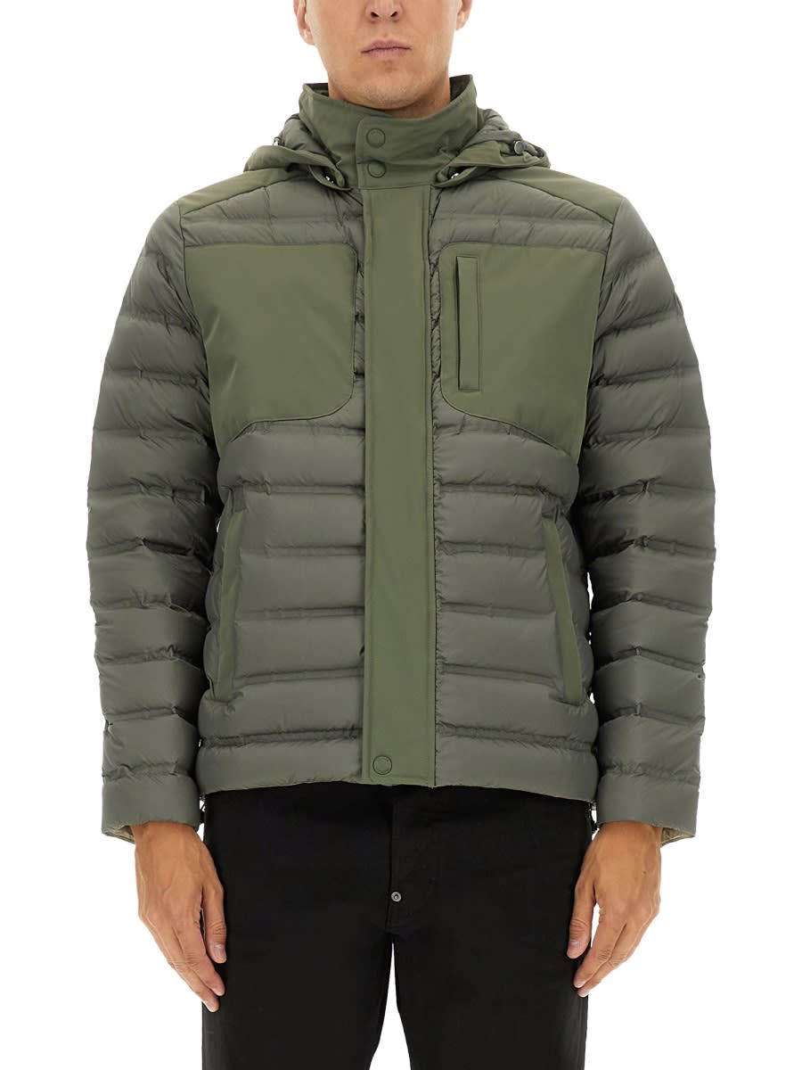 Colmar Seamless Water Repellent Hooded Down Jacket In Green