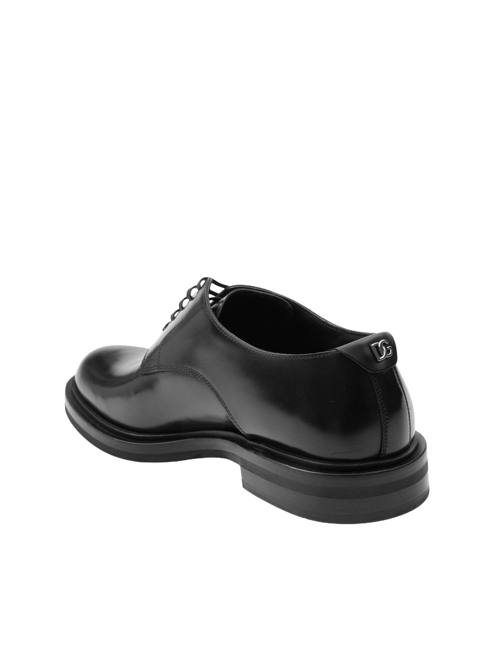 Shop Dolce & Gabbana Derby In Black Brushed Calfskin