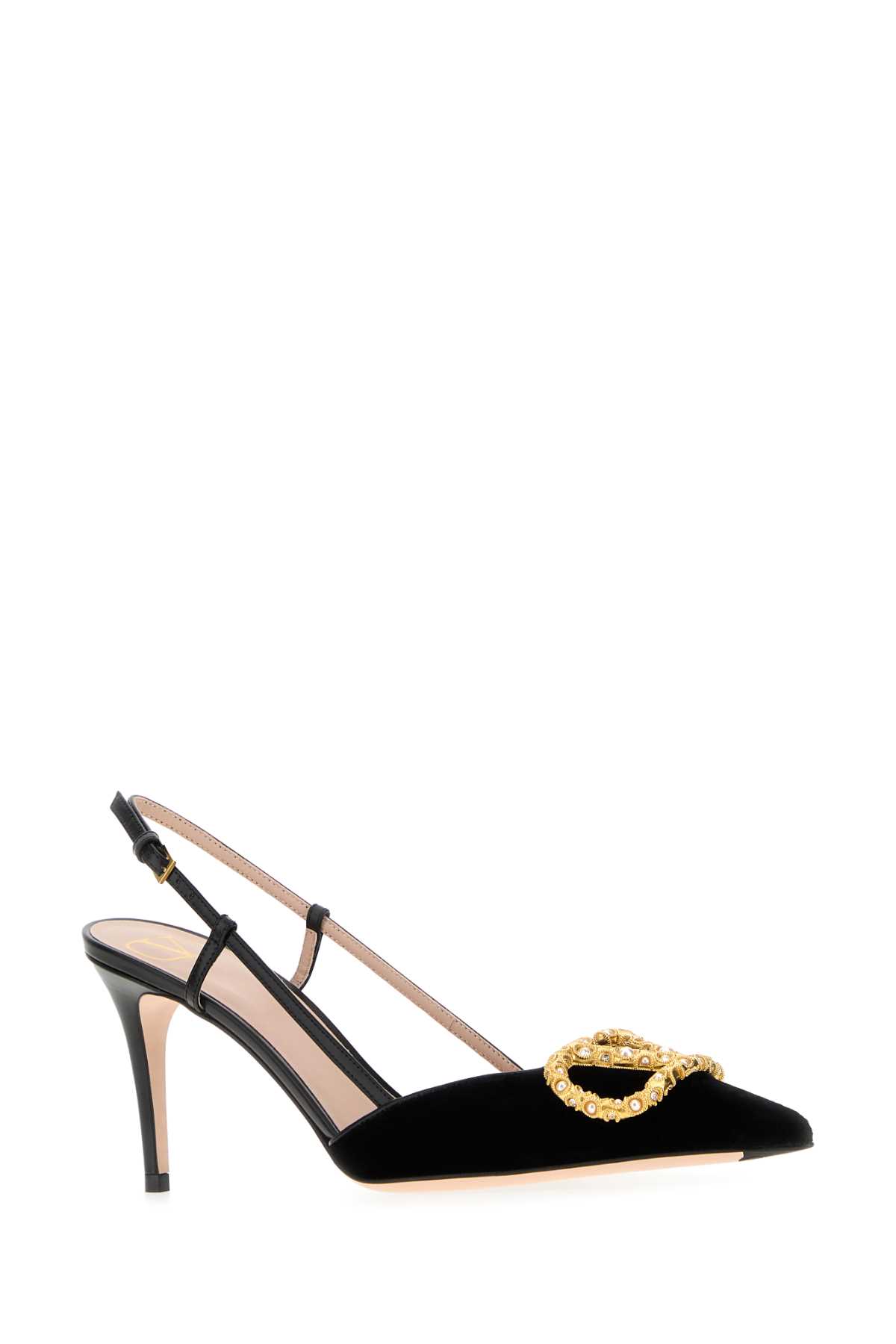 Valentino Black Velvet Vlogo Signature Pumps In Black