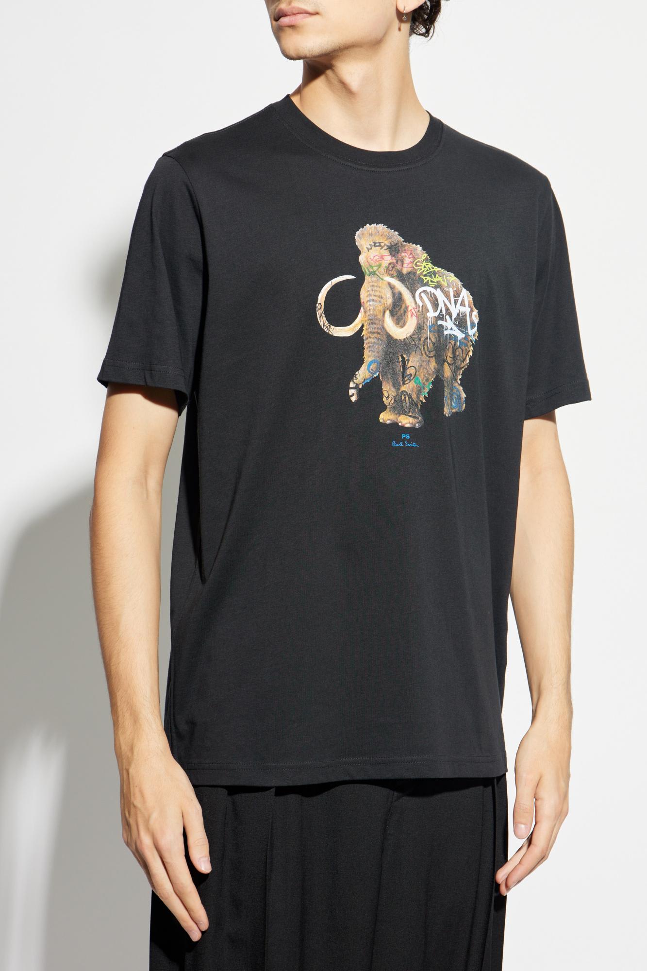 Ps By Paul Smith Graffiti Mammoth Cotton T Shirt In White