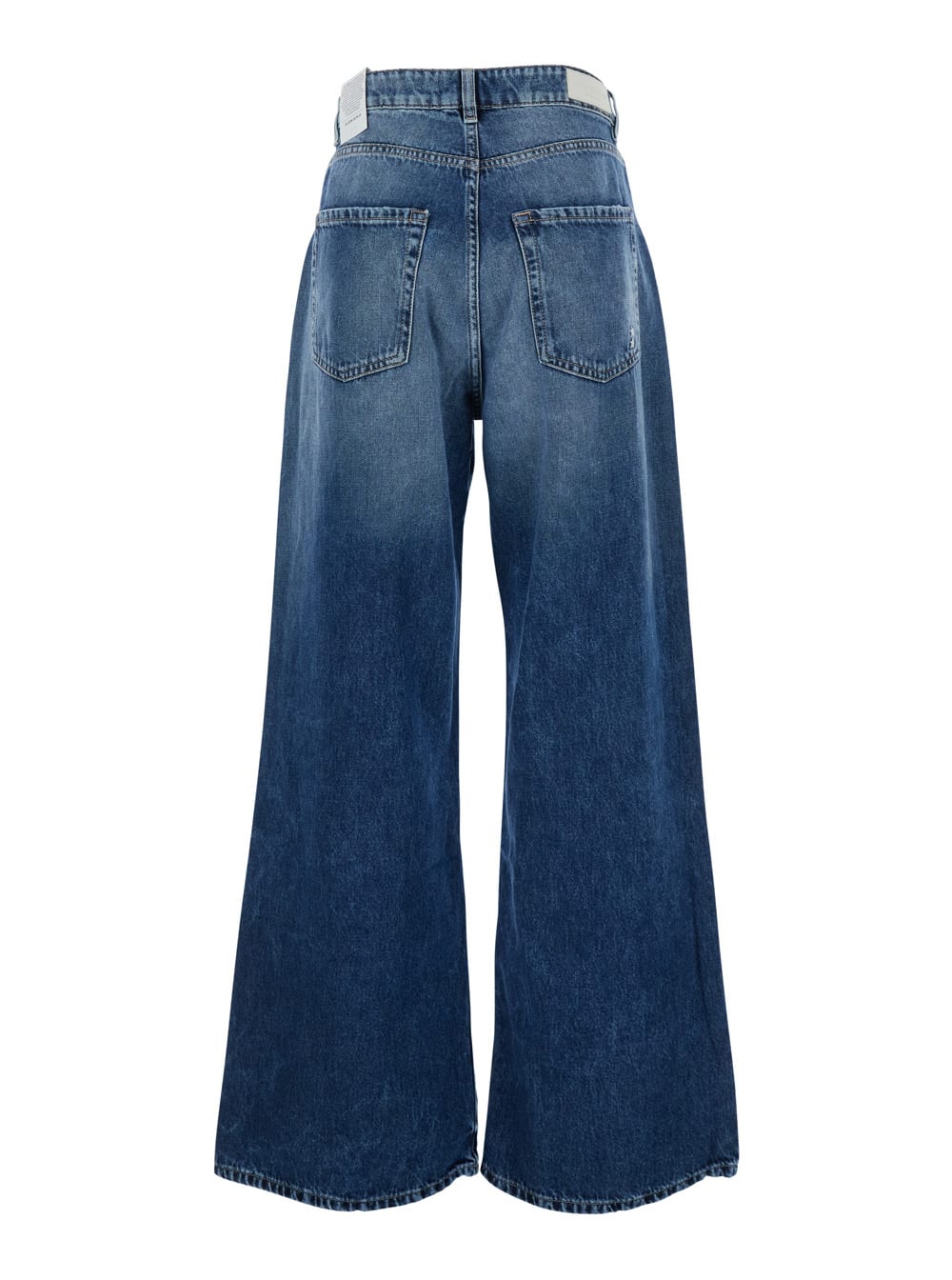 Shop Icon Denim Debby Blue Jeans With Wide Leg And Logo Patch On The Rear In Denim Woman