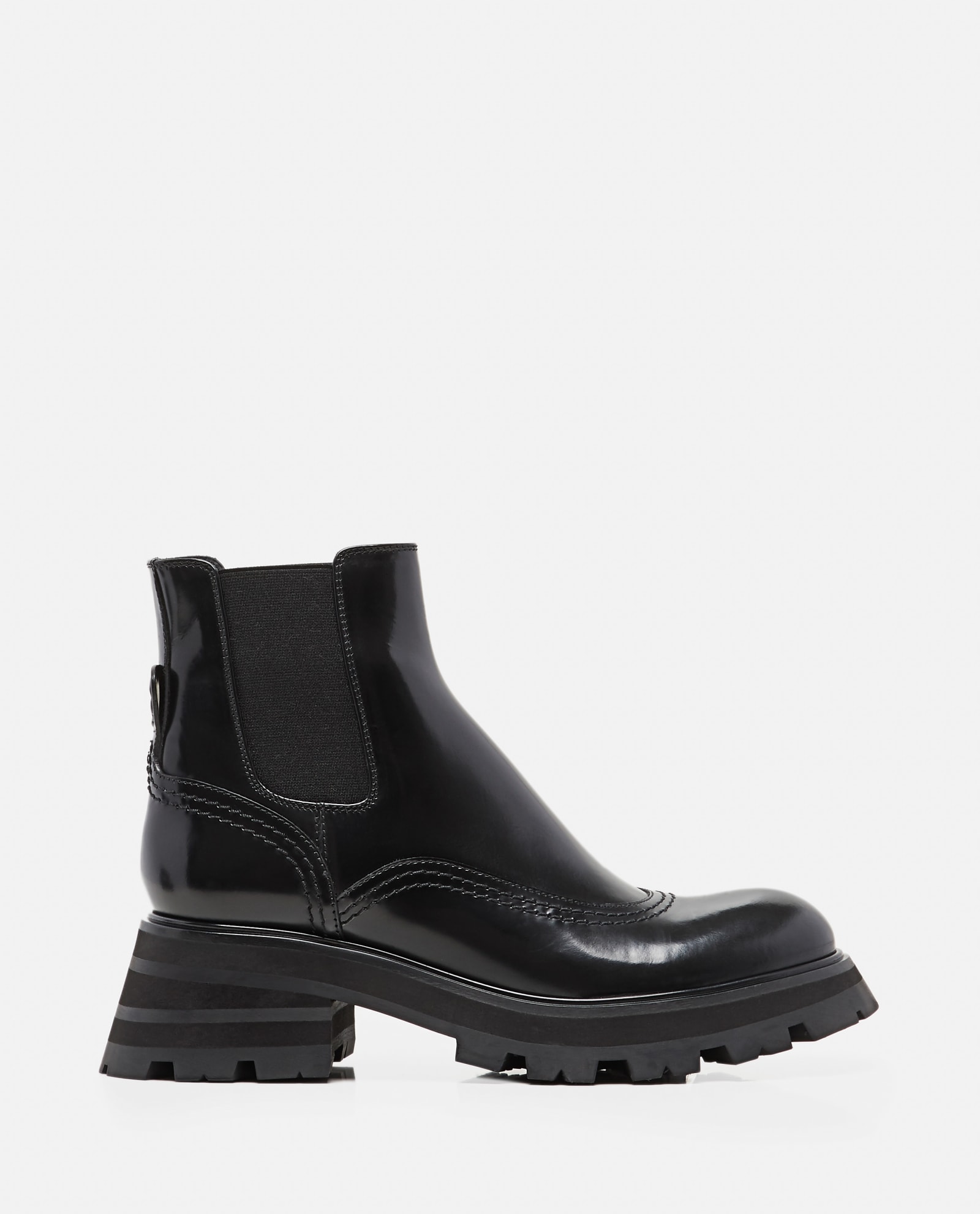 Alexander McQueen Chunky Polished Leather Chelsea Boots