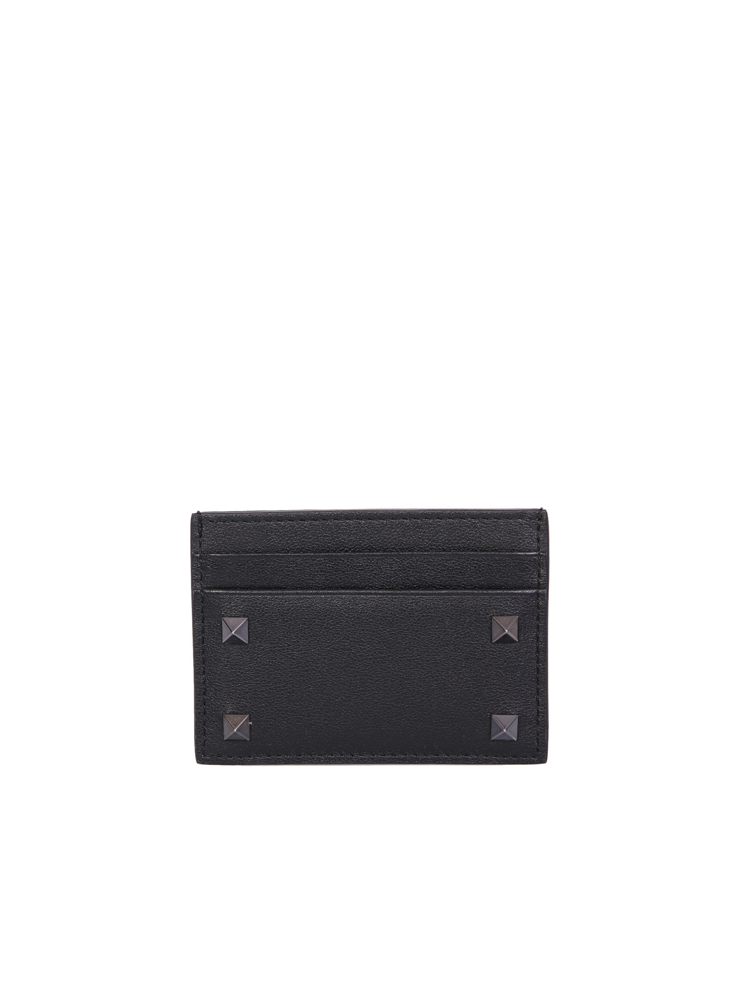Valentino Garavani Rockstud Leather Card Holder Black