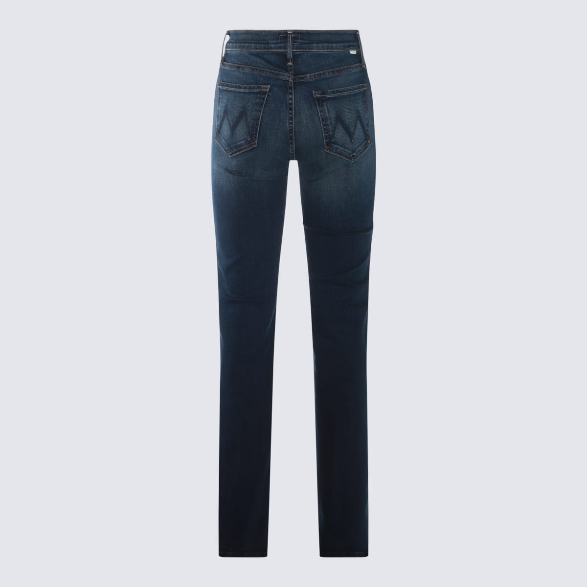 Shop Mother Blue Denim Cotton Jeans In Uncharted Waters