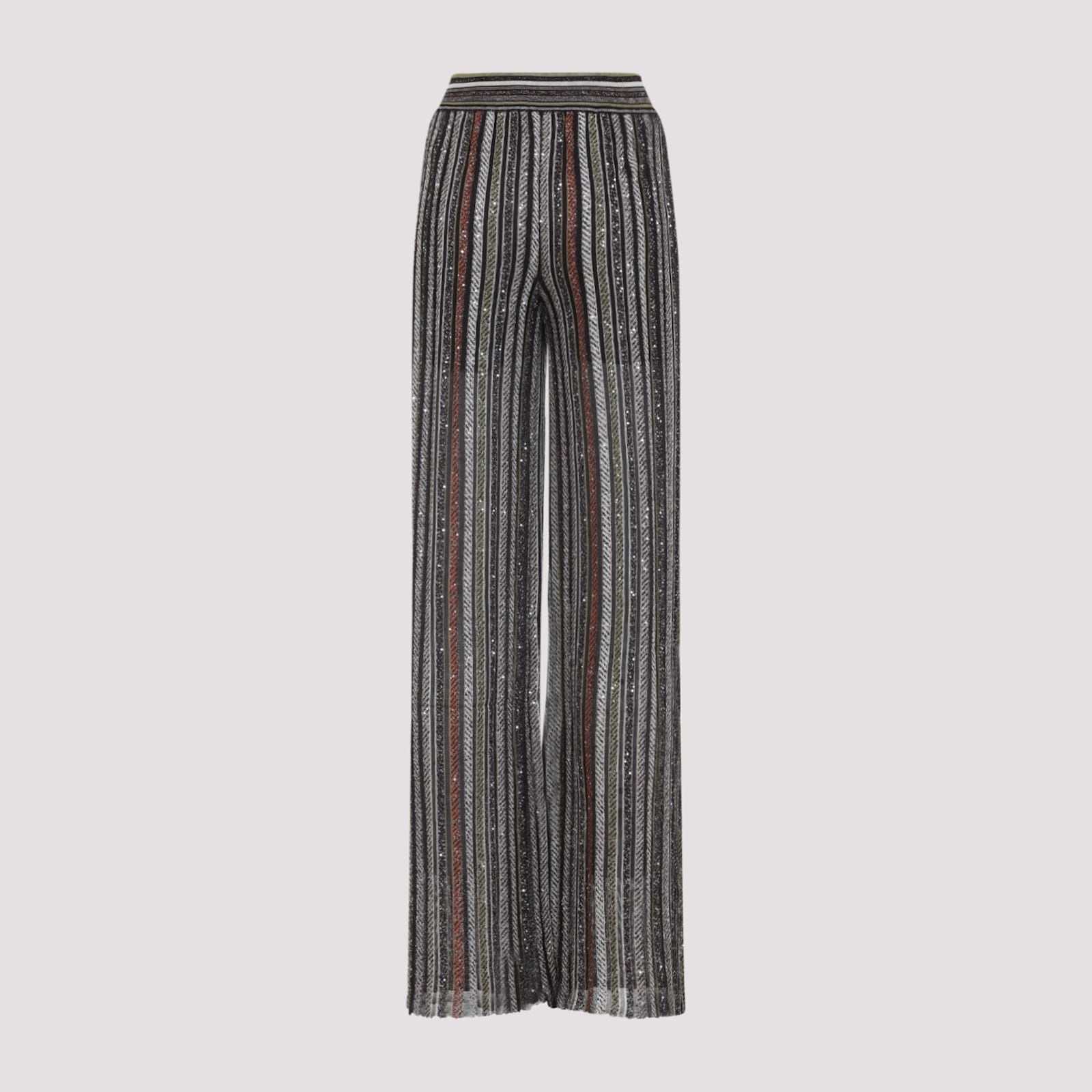 Missoni Pantalone In Misto Viscosa Stretch Ricamata Donna In Gray