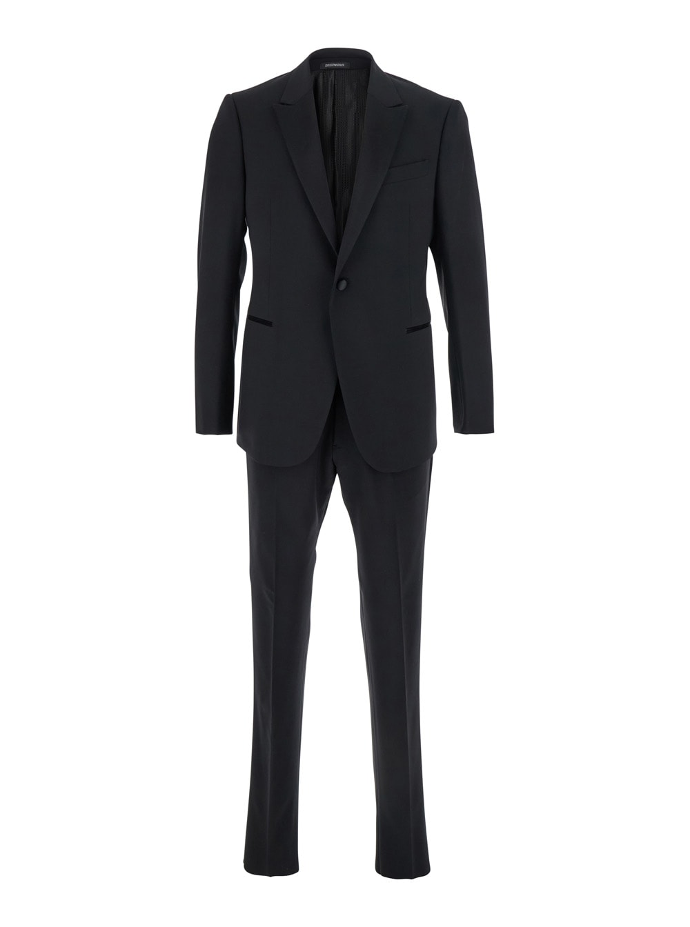 Emporio Armani Giacca Monopetto Pantalone Ventre Piatto In Black