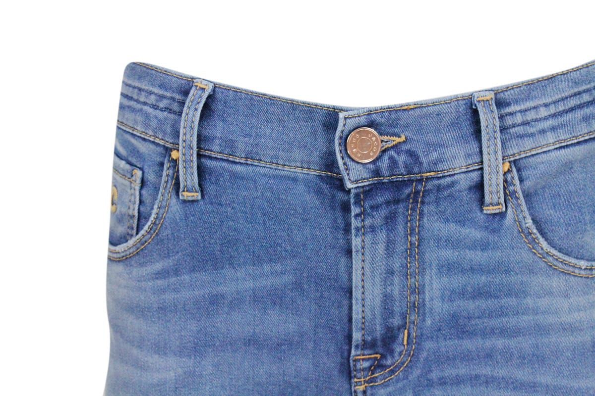 Shop Jacob Cohen Light Jeans In 5-pocket Stretch Denim With Slim Fit At The Ankle With Zip Closure And Tears