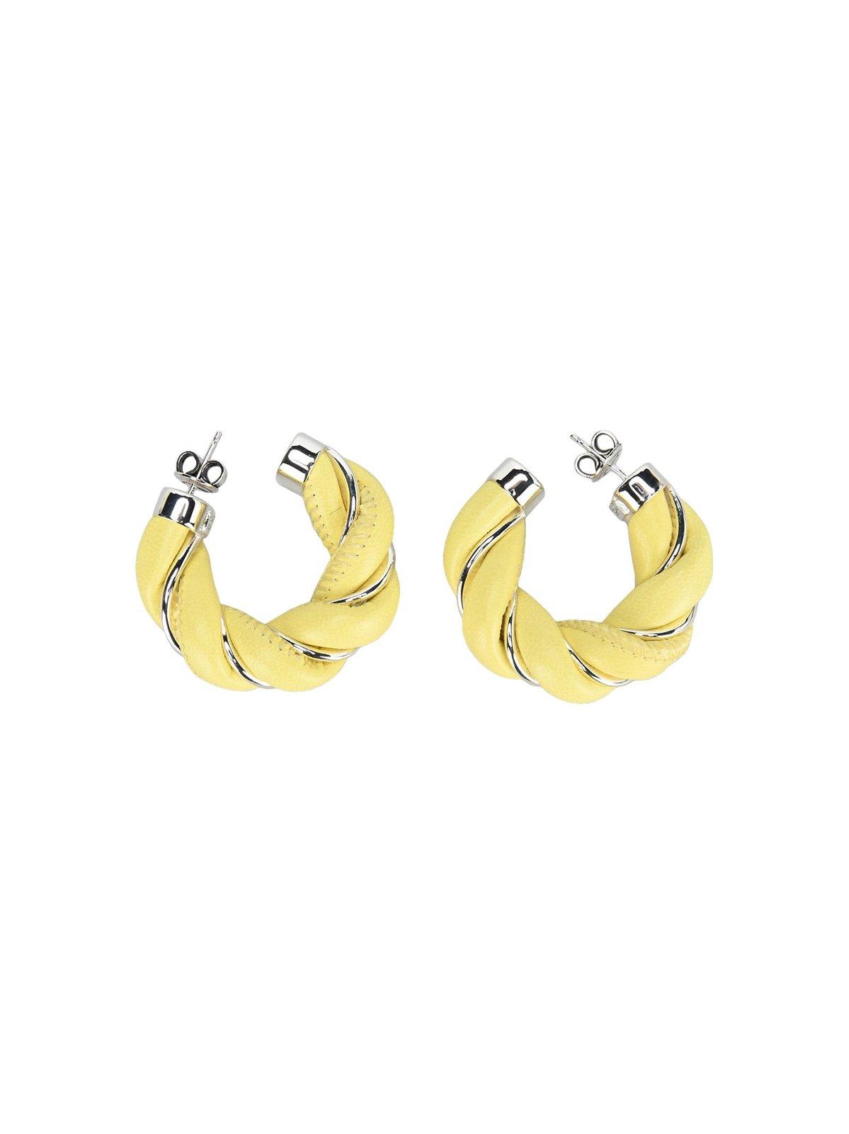 Shop Bottega Veneta Twist Hoop Earrings In Green