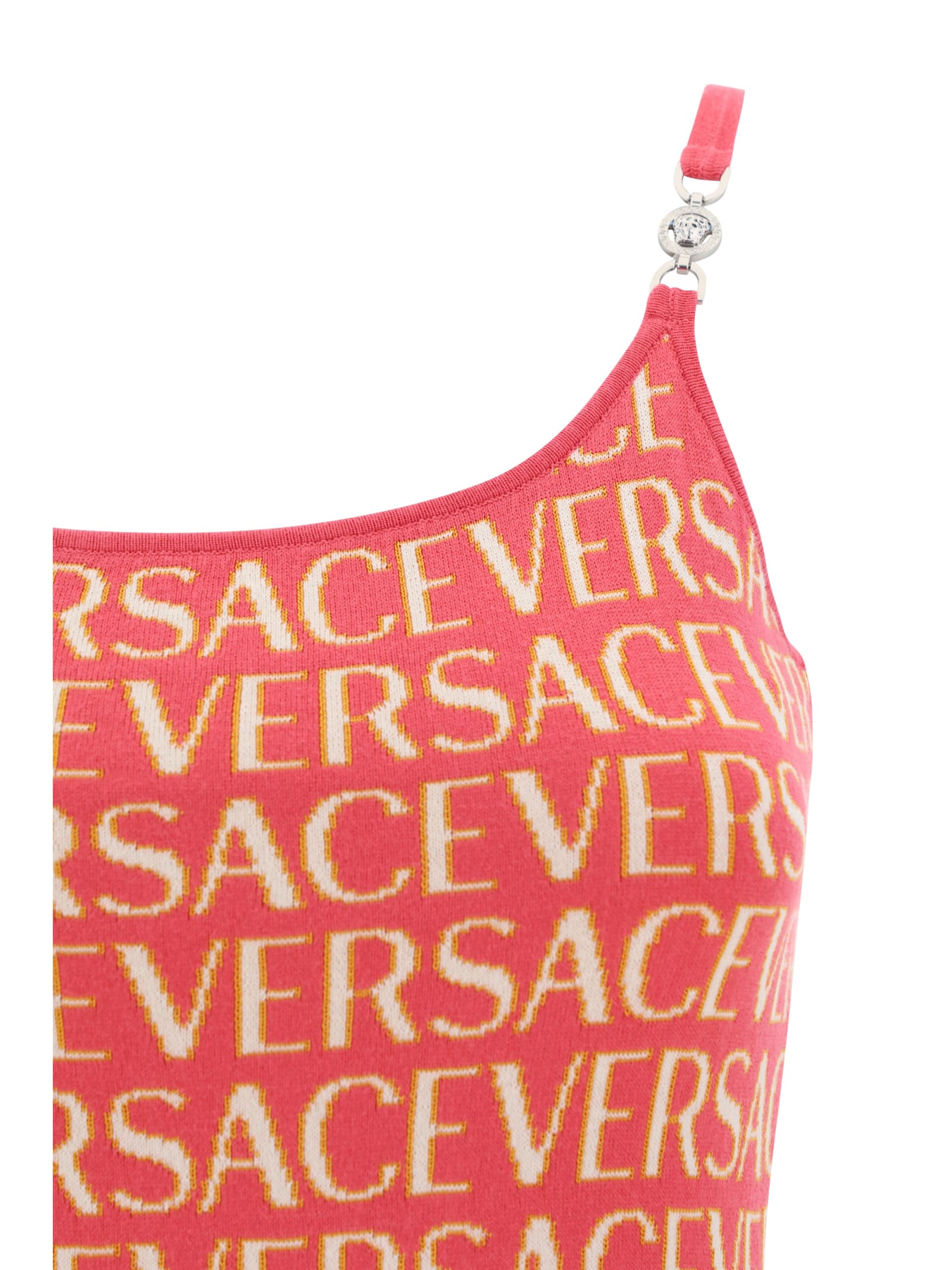 Shop Versace Midi Dress In Fucsia