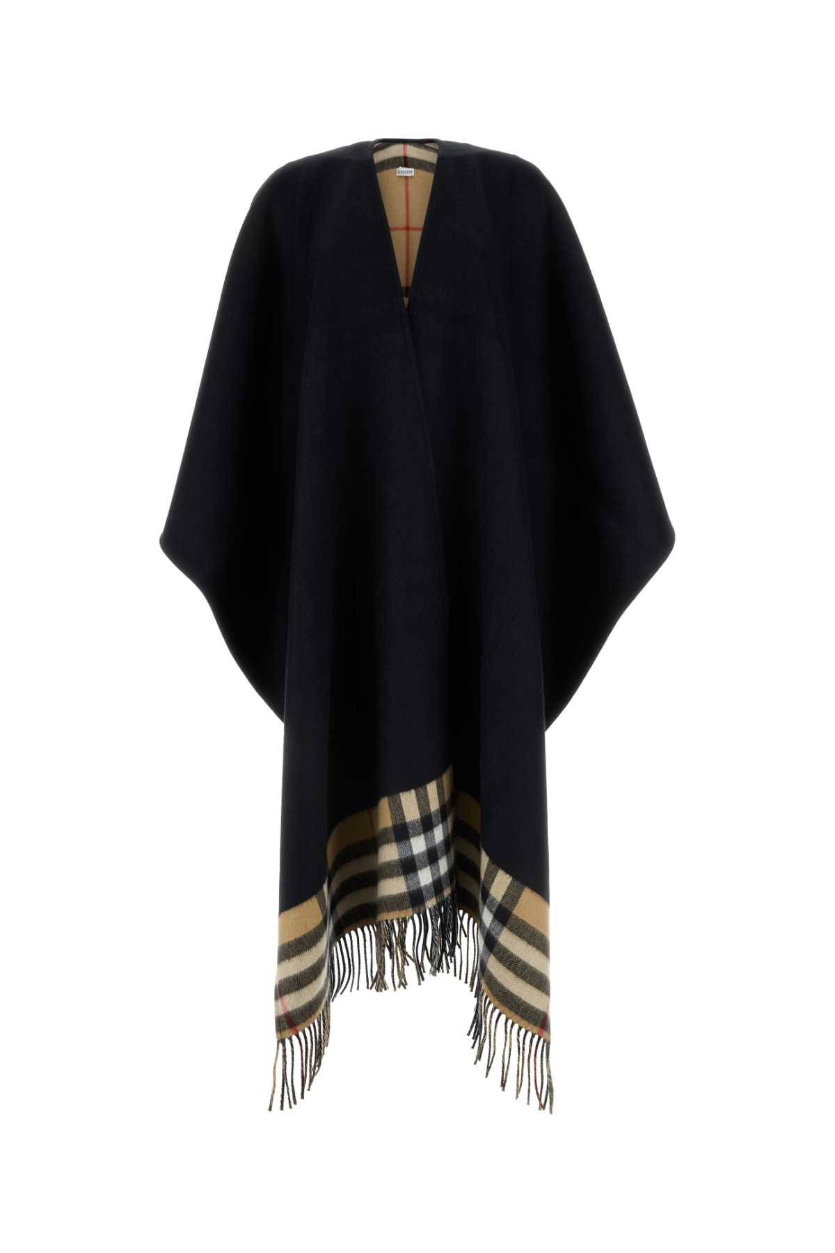 Shop Burberry Black Cashmere And Wool Cape