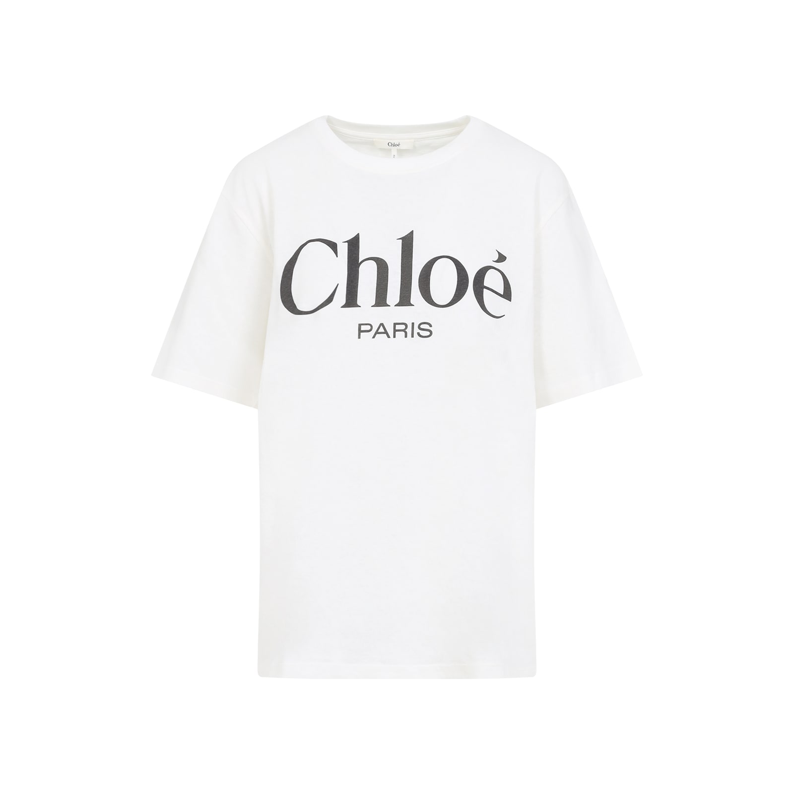 Chloé White Crewneck T-shirt With Logo Print On The Front In Cotton Woman In White