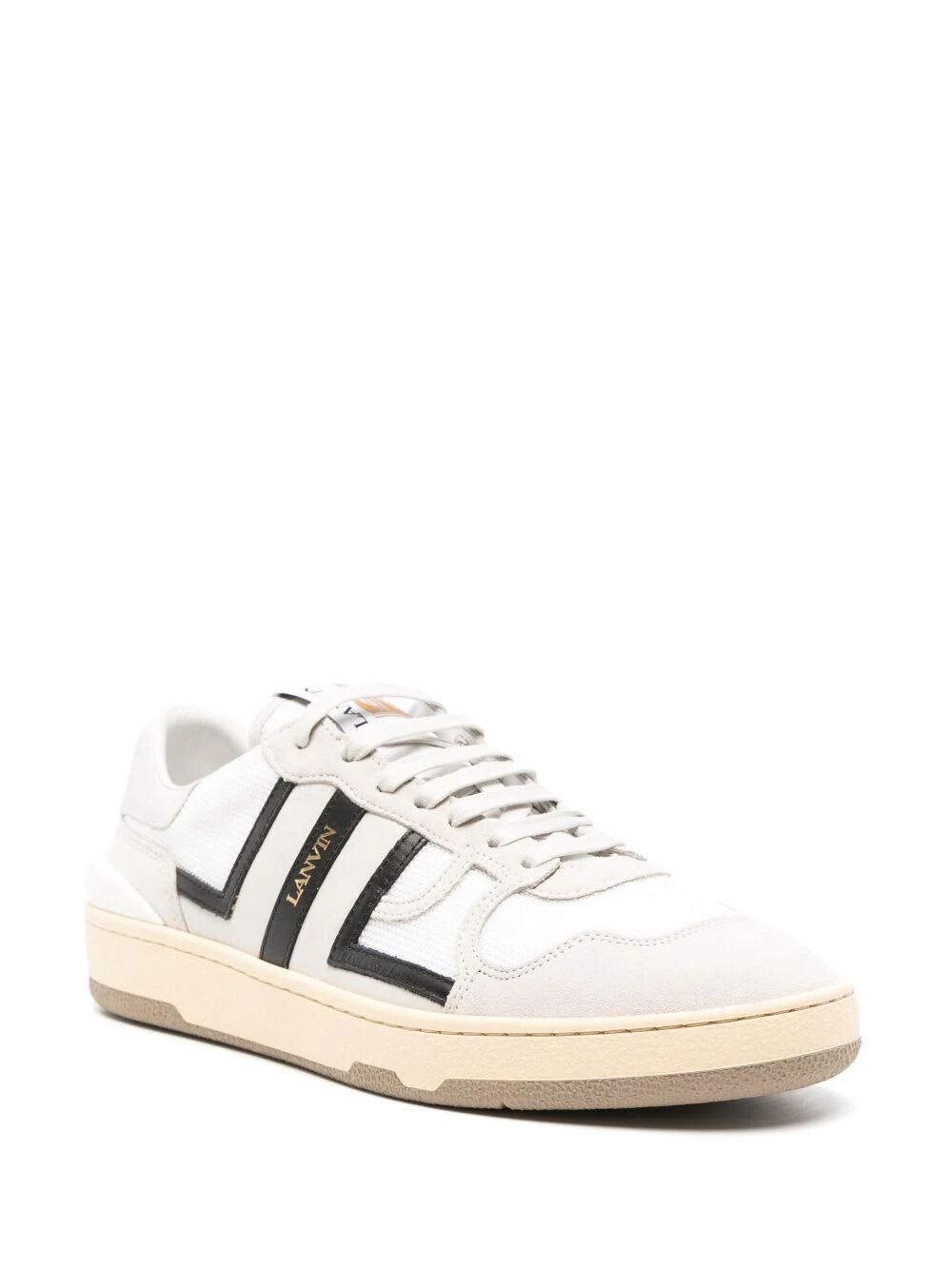 Shop Lanvin Clay Low Top Sneakers In Black Off White