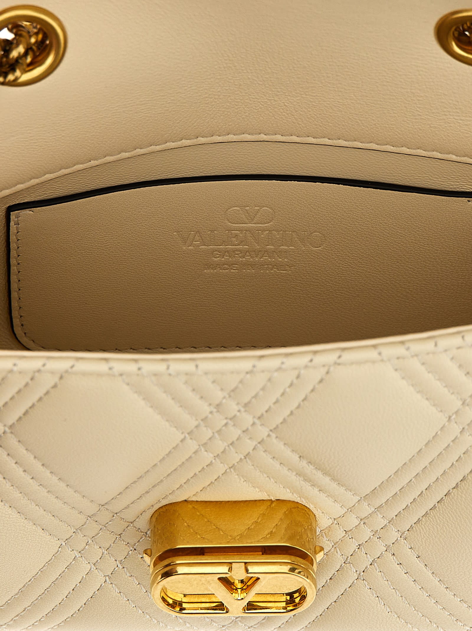 Valentino Garavani Quiltie 67 Small Leather Shoulder Bag In White