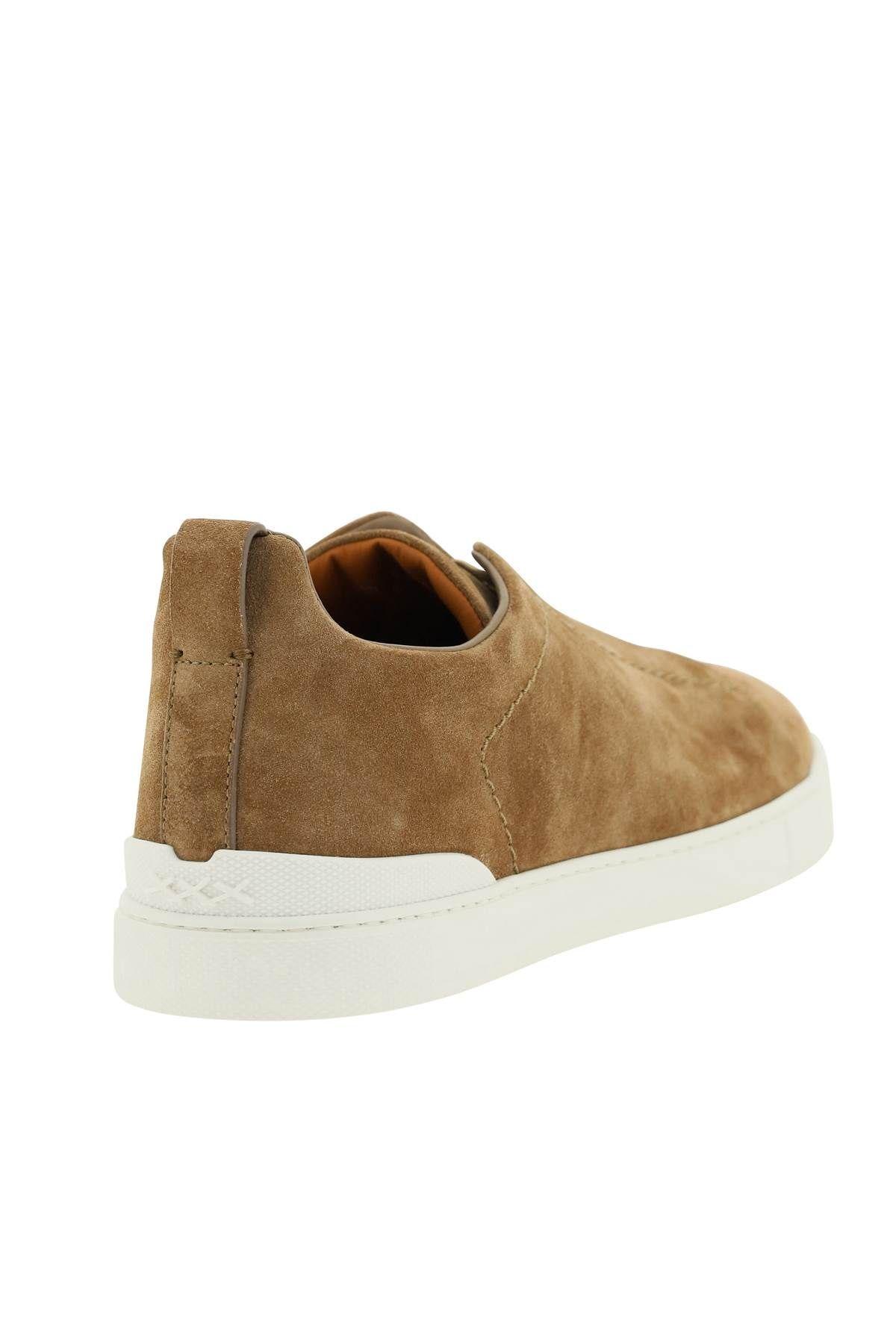 Shop Zegna Triple Stitch Slip-on Sneakers In Beige