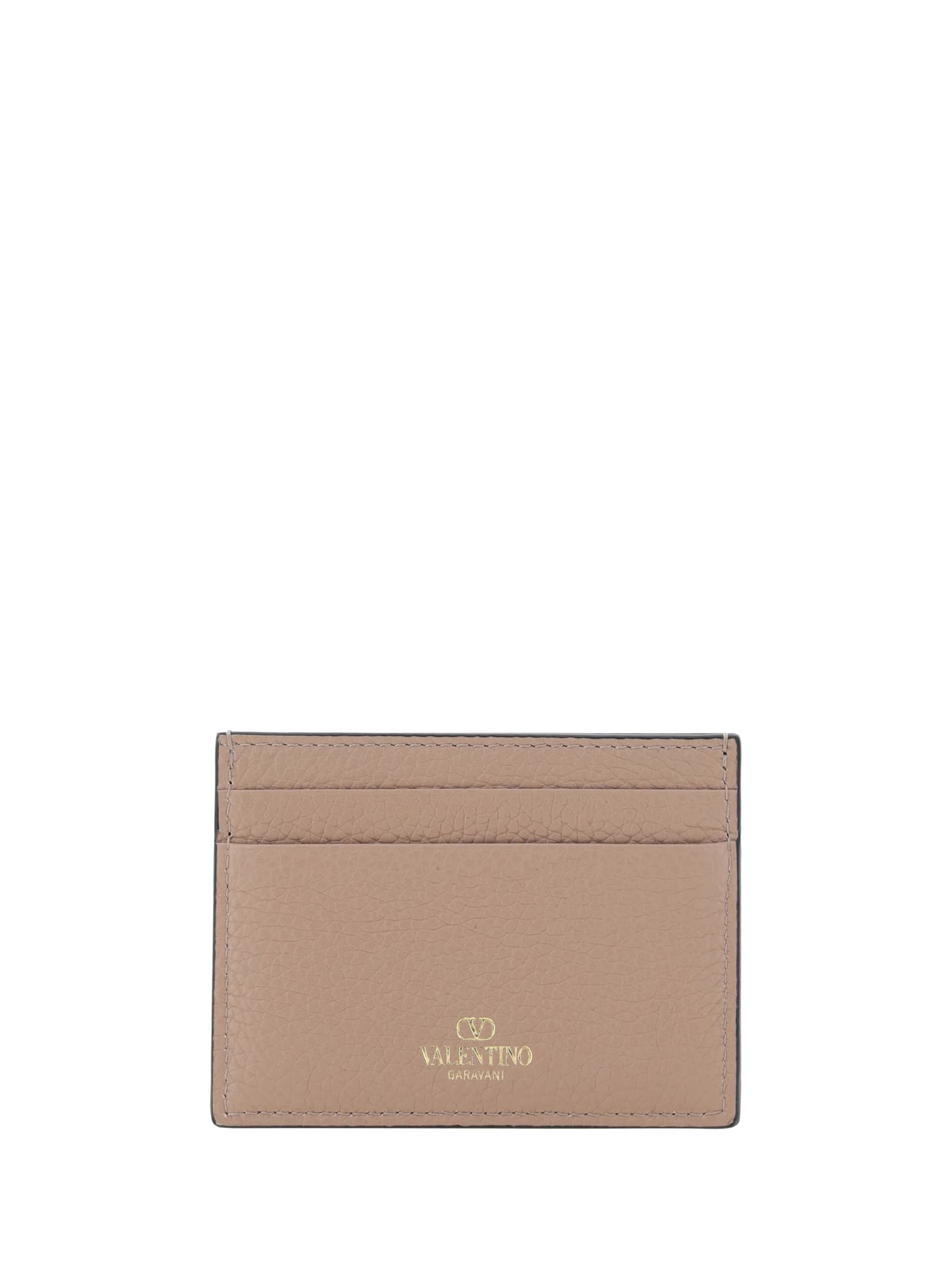 Shop Valentino Garavani Rockstud Card Holder In Poudre