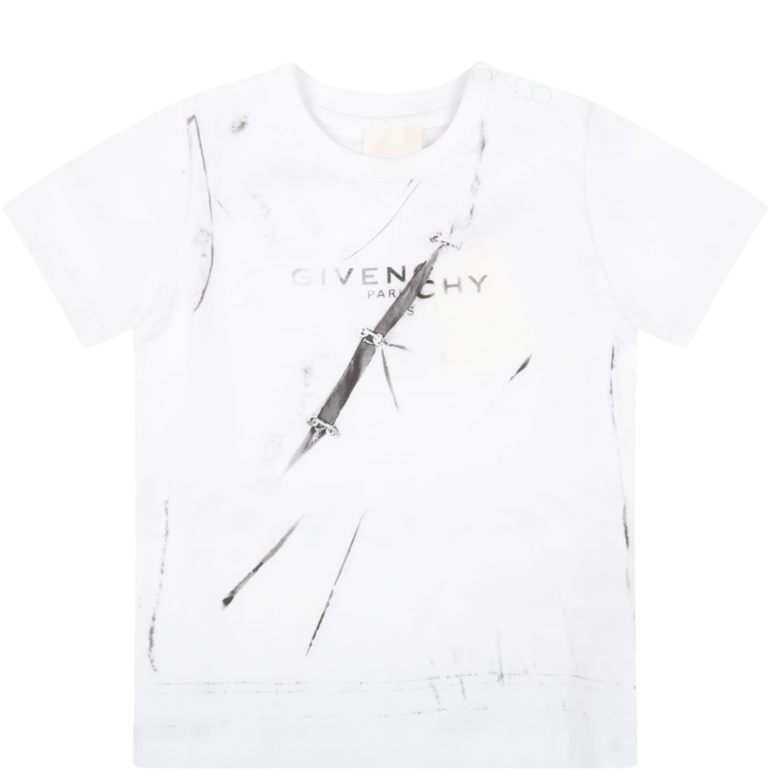 Givenchy White T-shirt For Baby Boy With Gray Logo