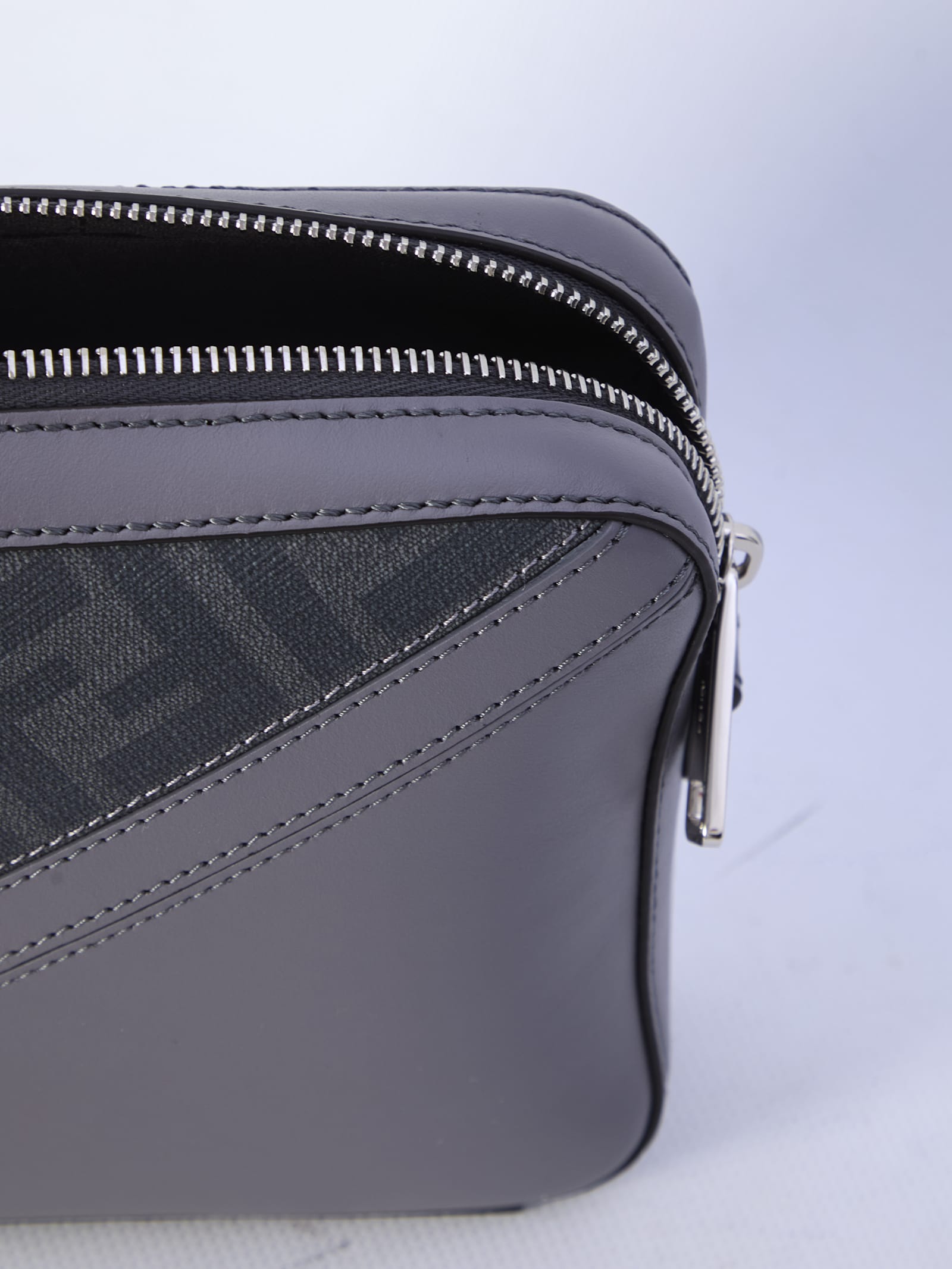 Shop Fendi Diagonal Camera Case Bag In Grey