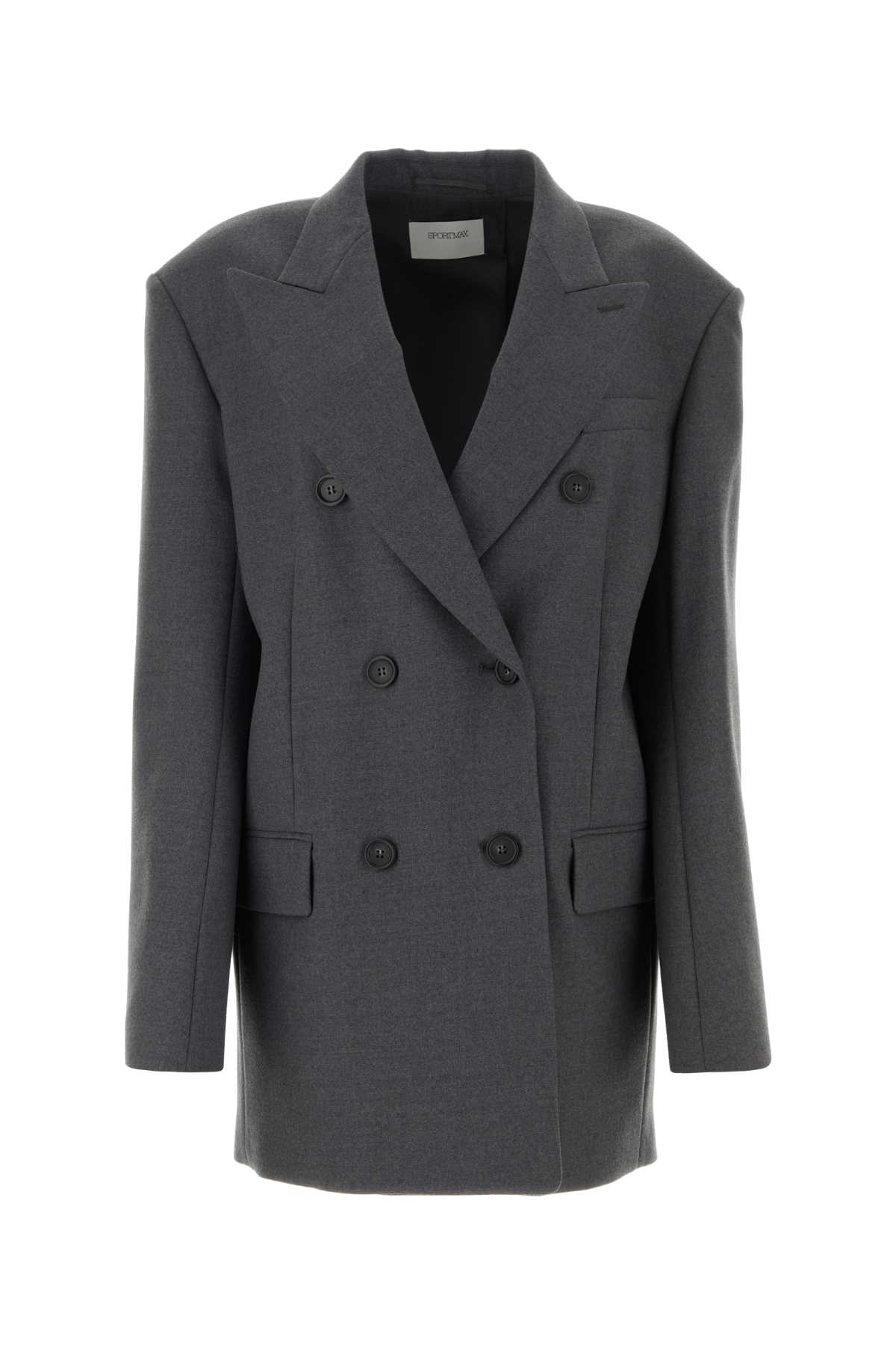 Shop Sportmax Grey Stretch Wool Fabia Blazer In Grigiomedio