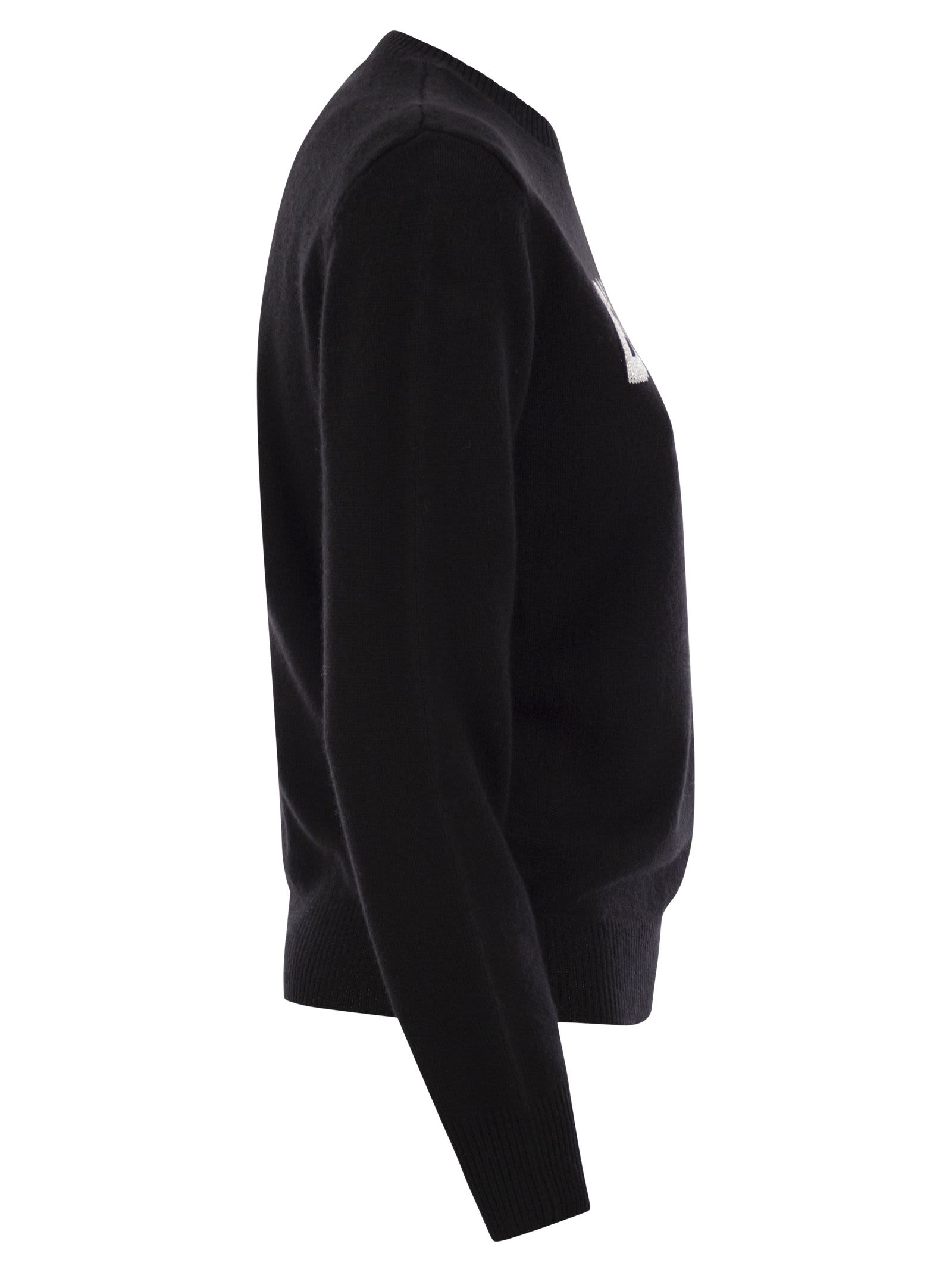 Mc2 Saint Barth Wool And Alpaca Blend Sweater With Embroidery Bollicine Addicted In Black