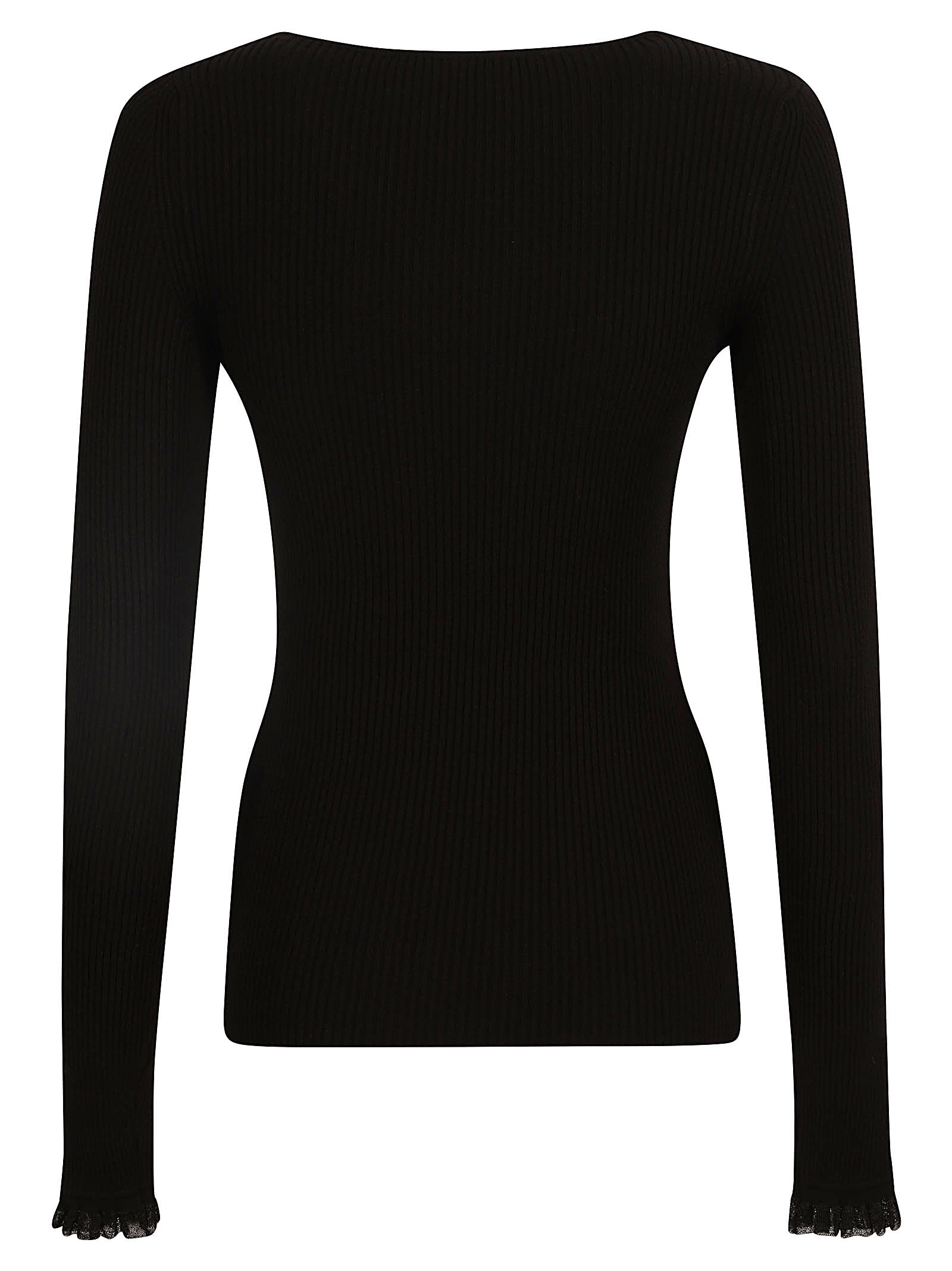 Shop Philosophy Di Lorenzo Serafini Keyhole Detail Wide Neck Longsleeved Top In Black