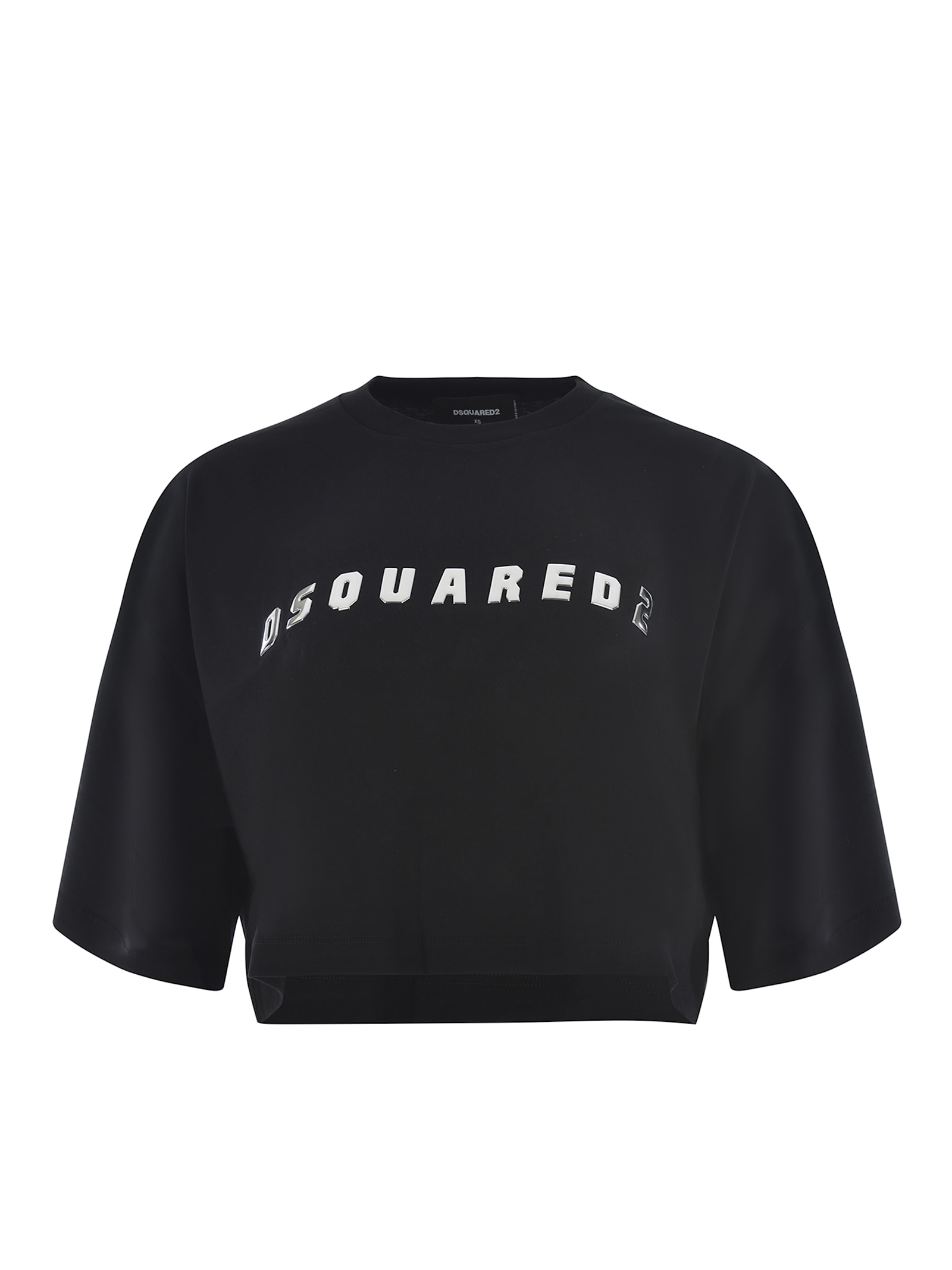 Shop Dsquared2 T-shirt Crop  Made Of Cotton Jersey In Black