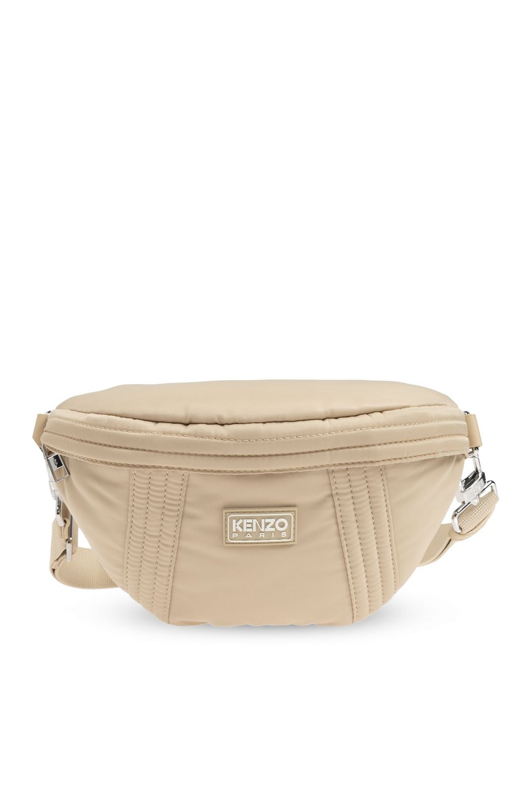 Shop Kenzo Logo Patch Zipped Belt Bag In Beige