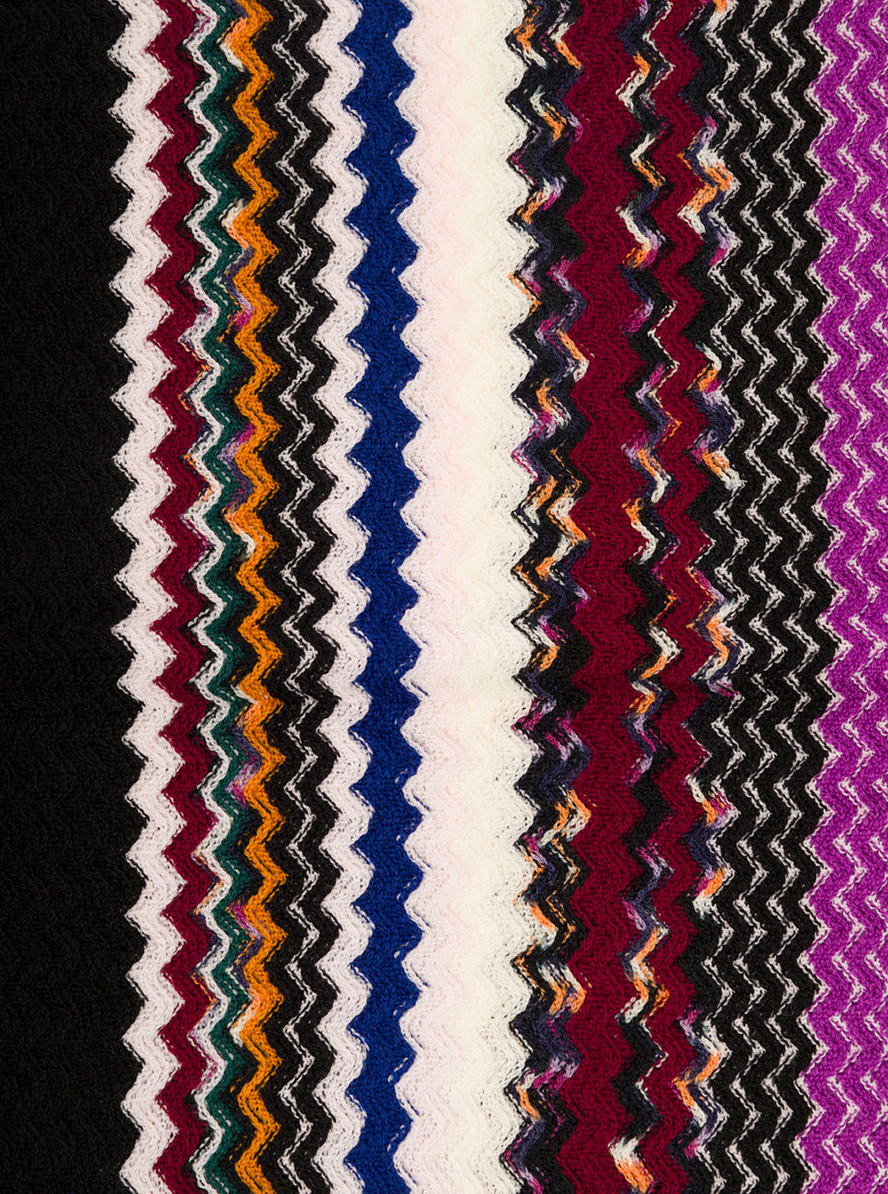 Shop Missoni Multicolor Scarf With Zigzag Motif And Fringed Hem In Wool Blend Woman