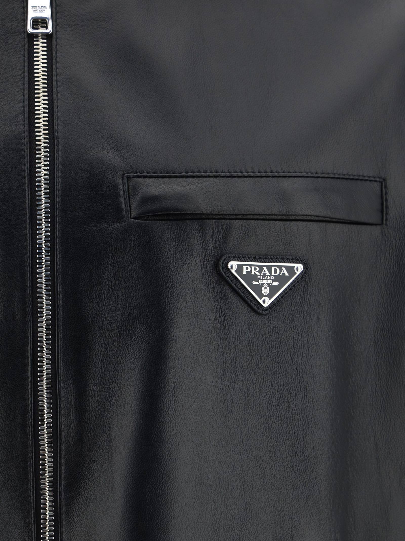 Prada Reversible Blouson In Leather And Re-nylon In Black
