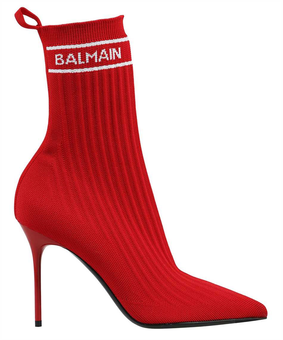 Balmain Fabric Ankle Boots In Red
