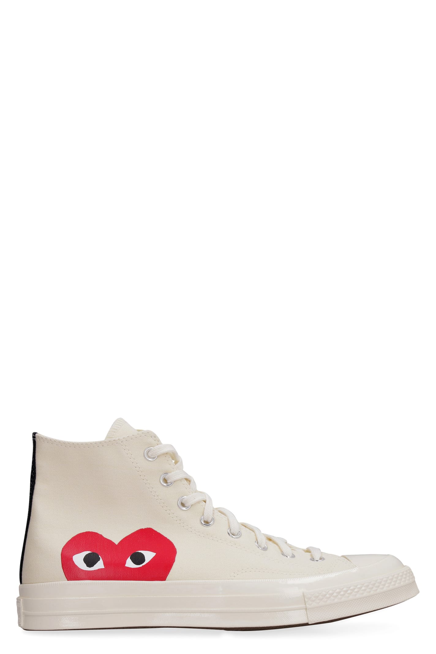 Comme Des Garçons Play Play Converse Cotton High Sneakers In Panna