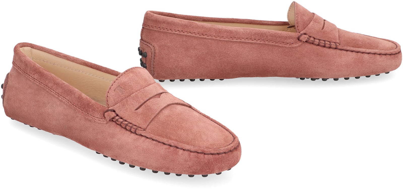 Shop Tod's Gommino Suede Loafers In Pink