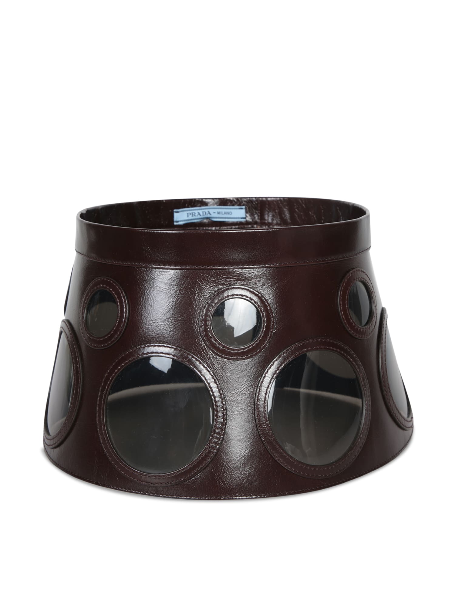 Prada Dark Brown Leather Hat In Brown