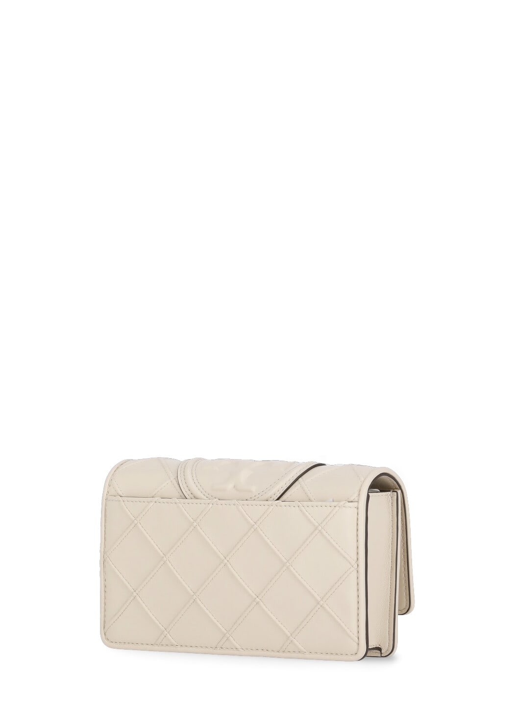 Tory Burch Ivory Leather Fleming Clutch In Panna