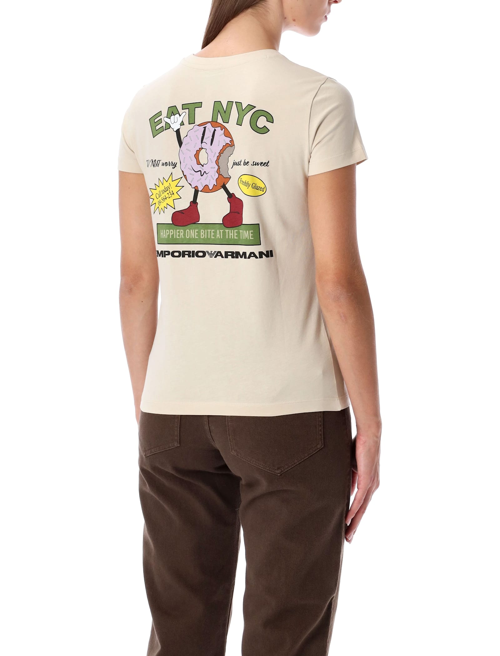 Emporio Armani New York Jersey T-shirt With Oversized Print In Multi