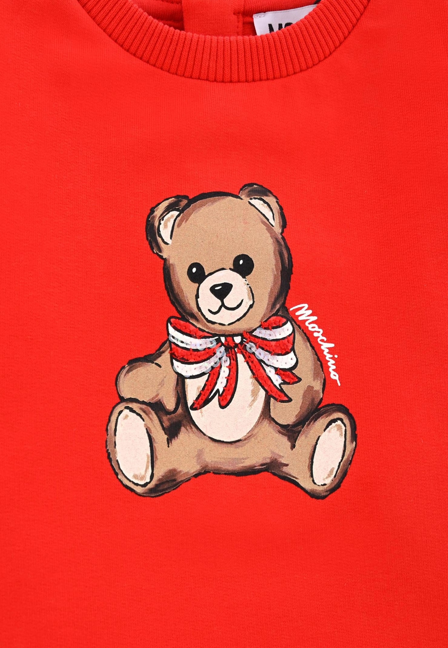 Moschino Red Dress For Baby Girl With Teddy Bear In Red