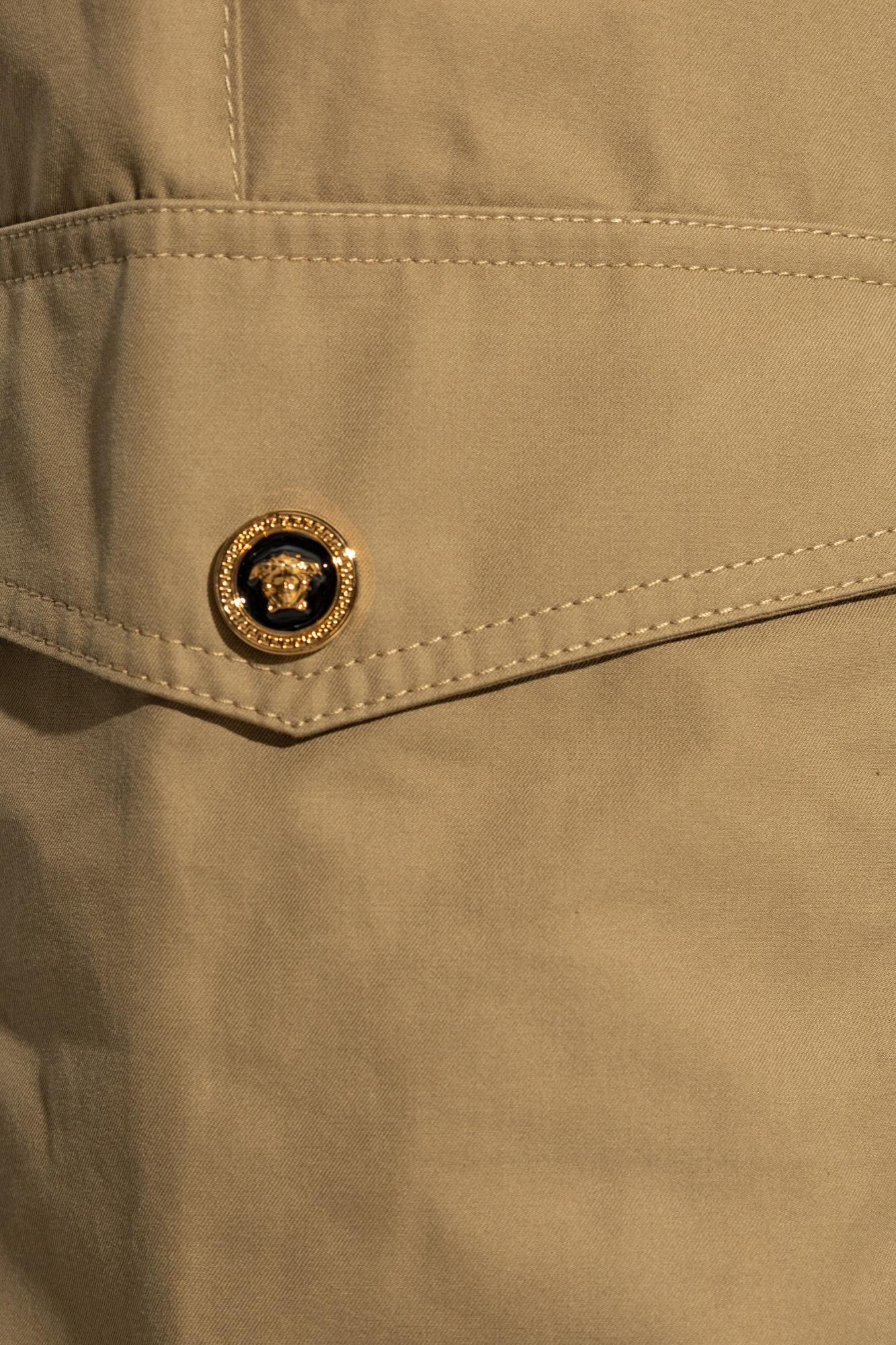 Versace Cotton Cargo Pants In Brown