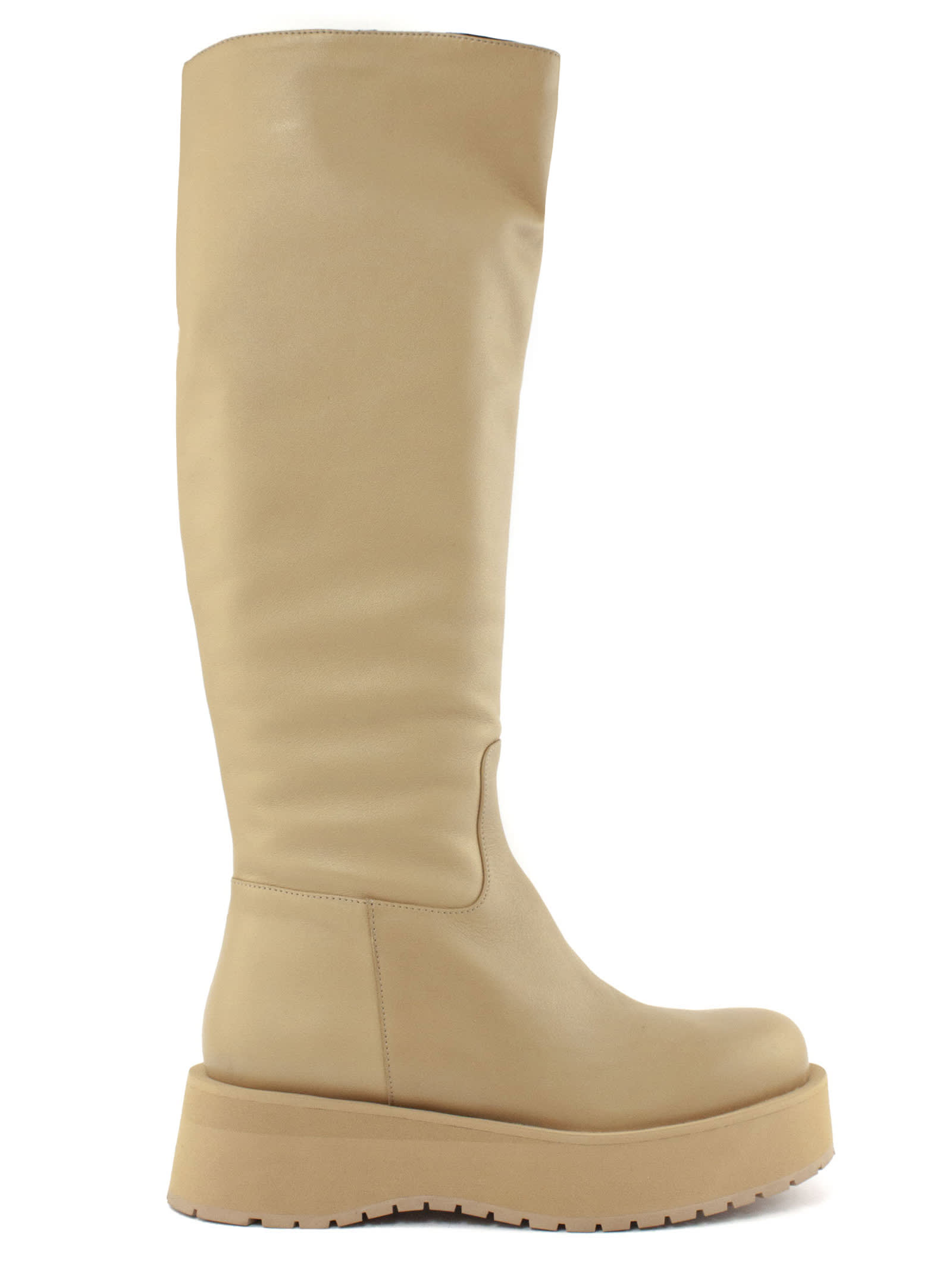 Paloma Barceló Beige Leather Gema Knee-high Boots