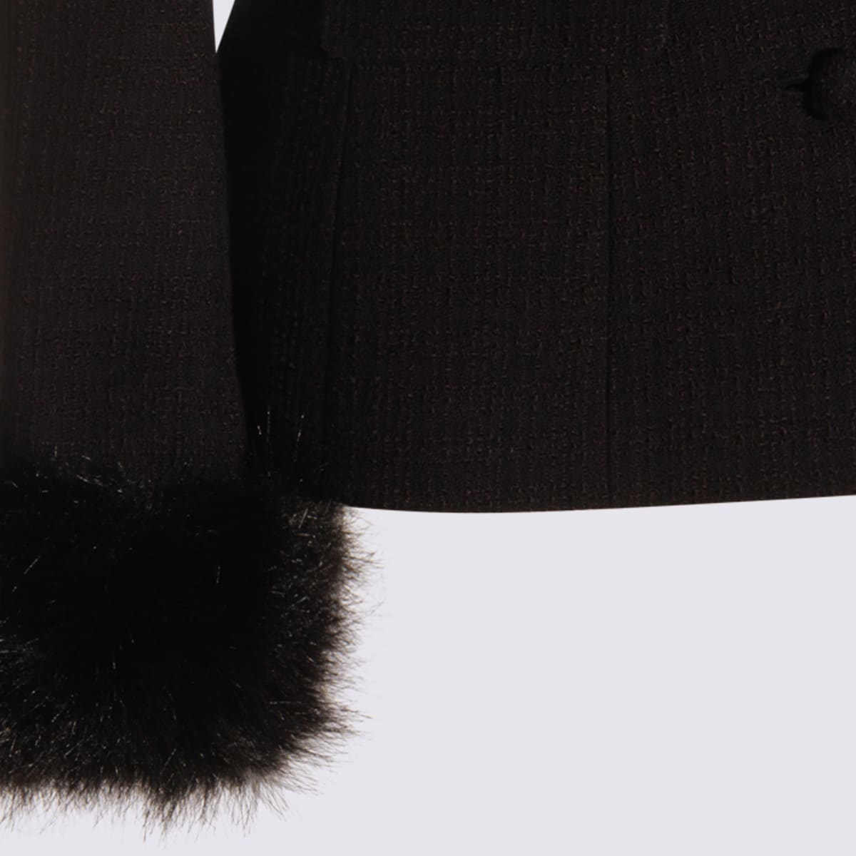 Self-portrait Black Tailored Boucle Fur Jacket Clothing In Black