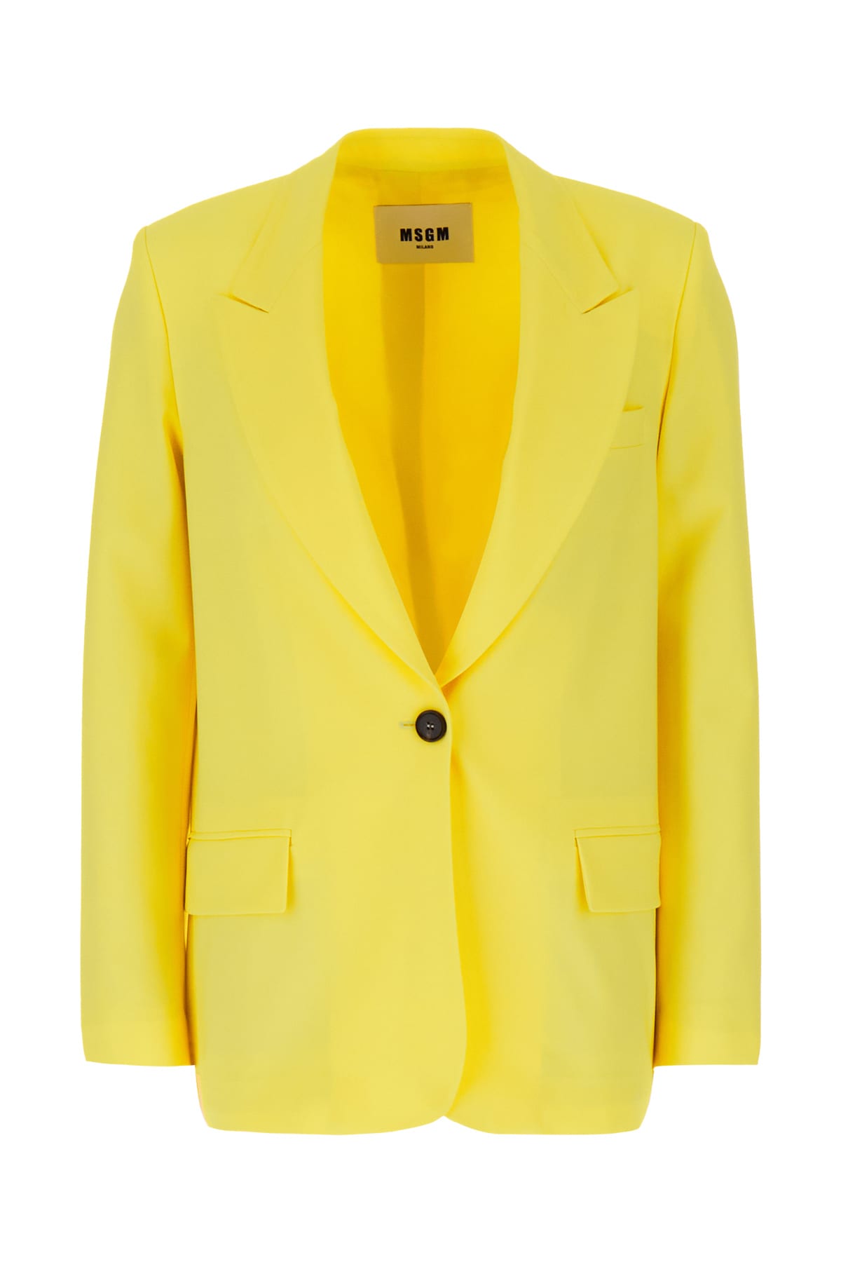 Shop Msgm Yellow Stretch Cotton Blazer In 06